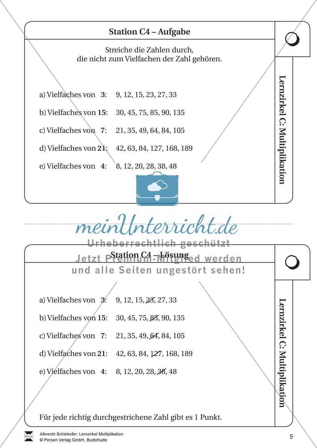 Lernzirkel Multiplikation: Fachausdrücke, Vielfache, Kommasetzen, Primfaktorenzerlegung, Einheiten umrechnen Preview 5