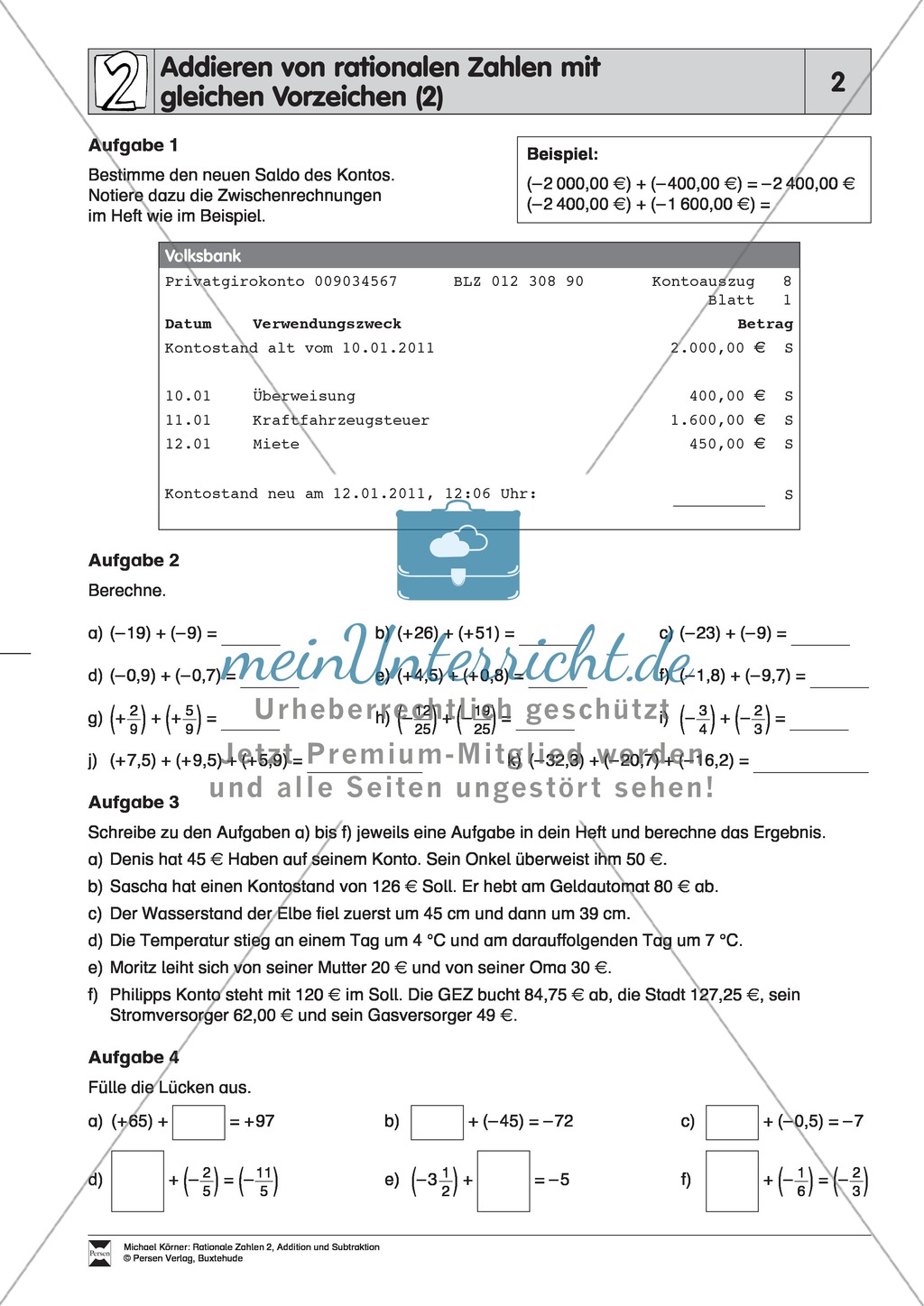 Addition von rationalen Zahlen mit gleichen und verschiedenen Vorzeichen Preview 2