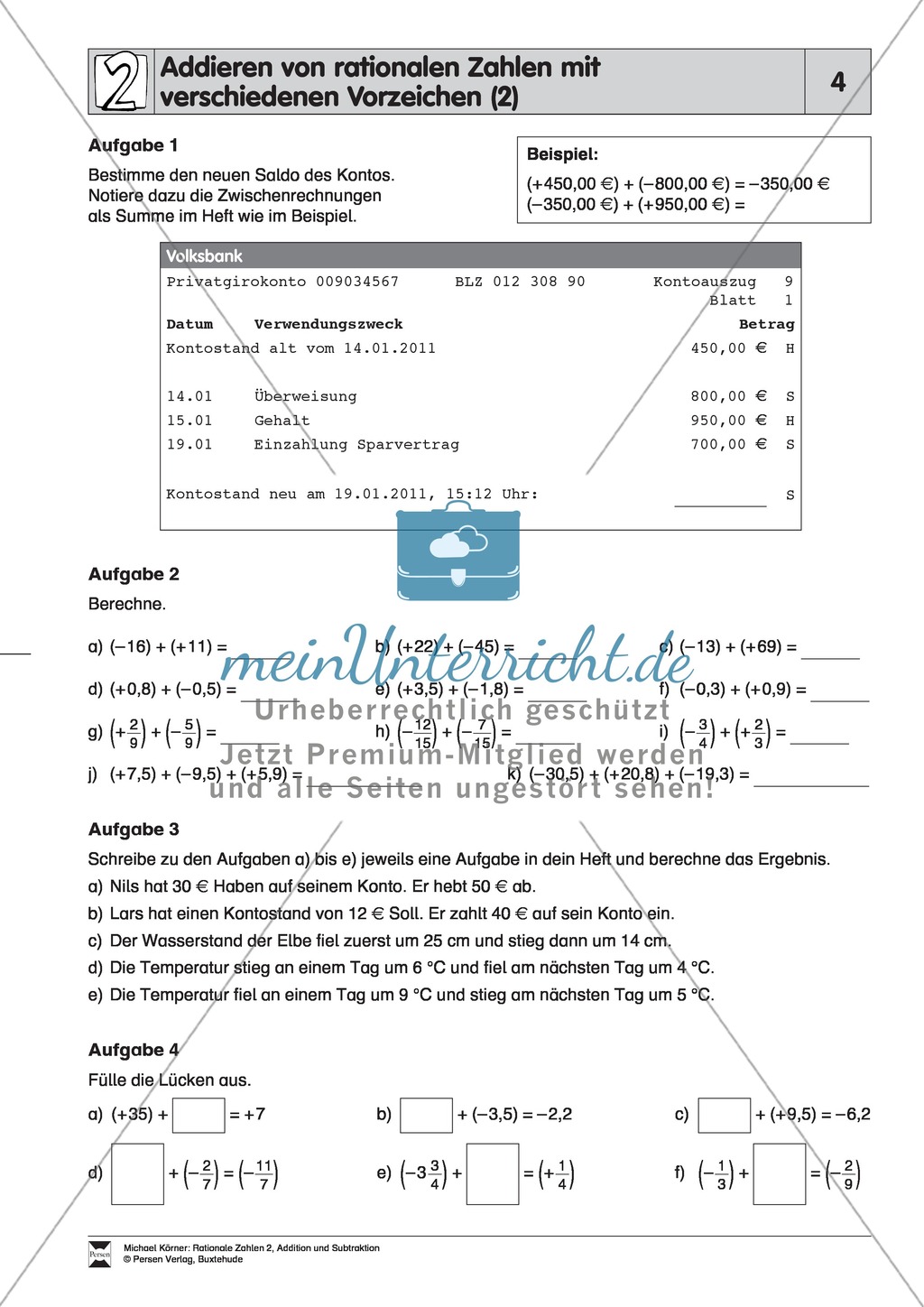 Addition von rationalen Zahlen mit gleichen und verschiedenen Vorzeichen Preview 4