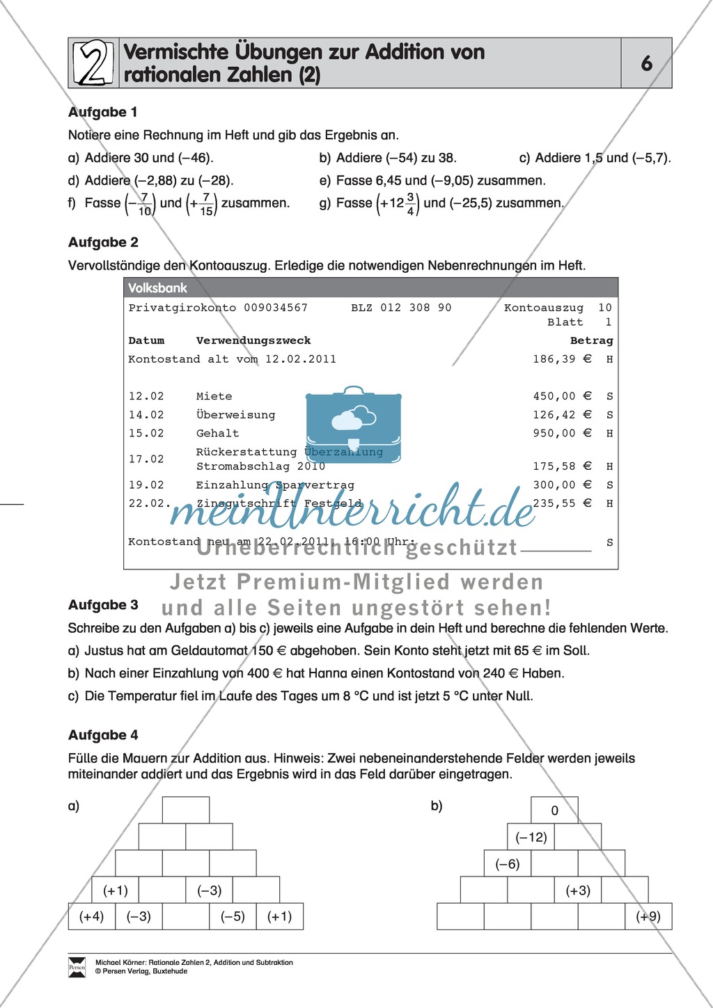 Addition von rationalen Zahlen mit gleichen und verschiedenen Vorzeichen Preview 6