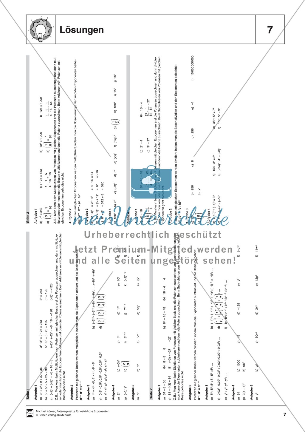 Potenzgesetz für die Multiplikation von Potenzen mit gleicher Basis und natürlichen Exponenten Preview 5