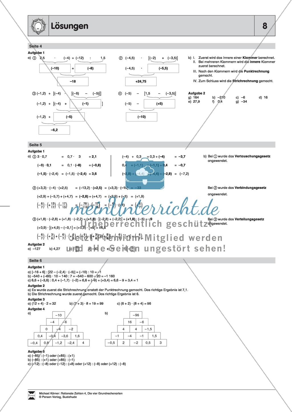 Vorrangregeln und Gesetze für die Berechnung von Termen mit rationalen Zahlen Preview 3
