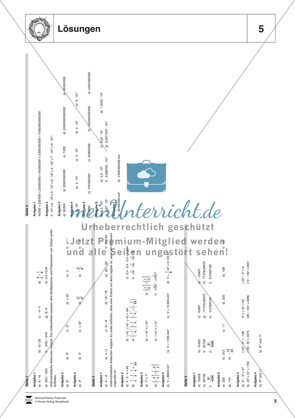 Aufgaben zum Üben und Festigen des Rechnens mit Potenzen Preview 3