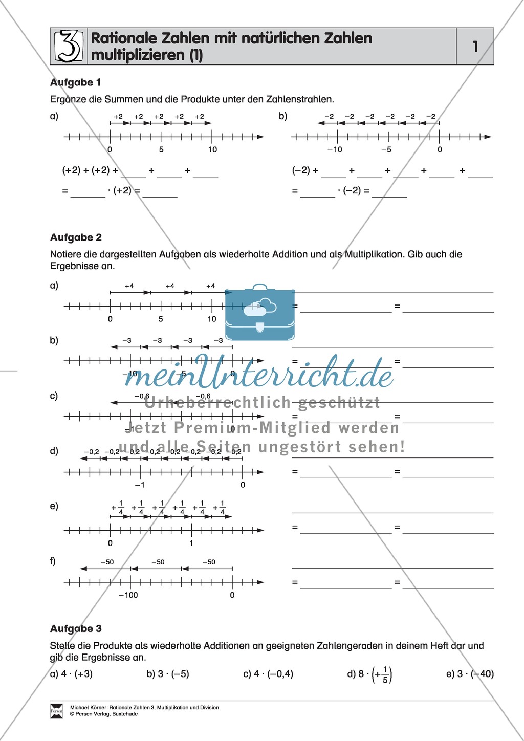 Rationale Zahlen multiplizieren - von der Multiplikation mit natürlichen Zahlen zur Multiplikation mit rationalen Zahlen Preview 1