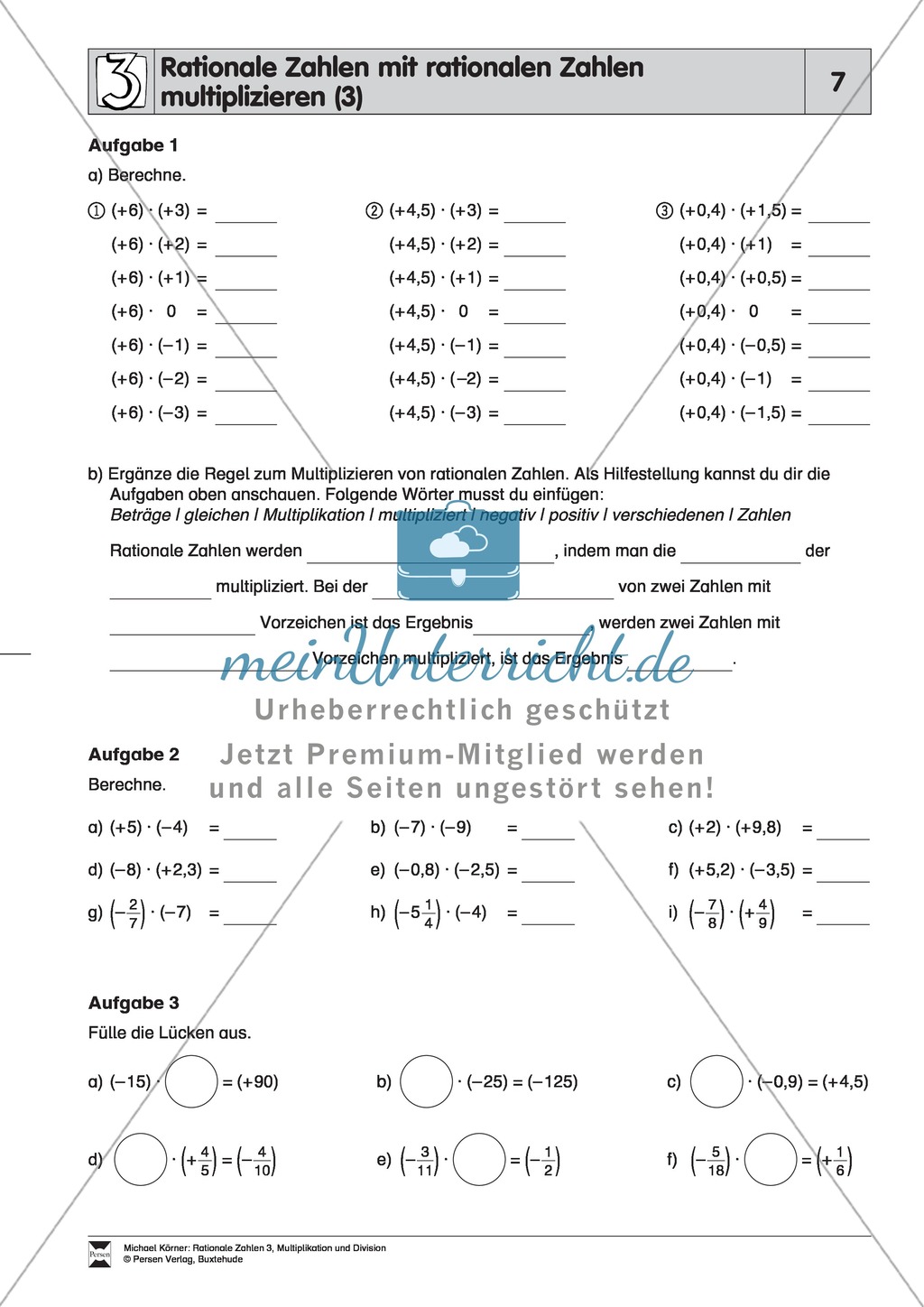 Rationale Zahlen multiplizieren - von der Multiplikation mit natürlichen Zahlen zur Multiplikation mit rationalen Zahlen Preview 7