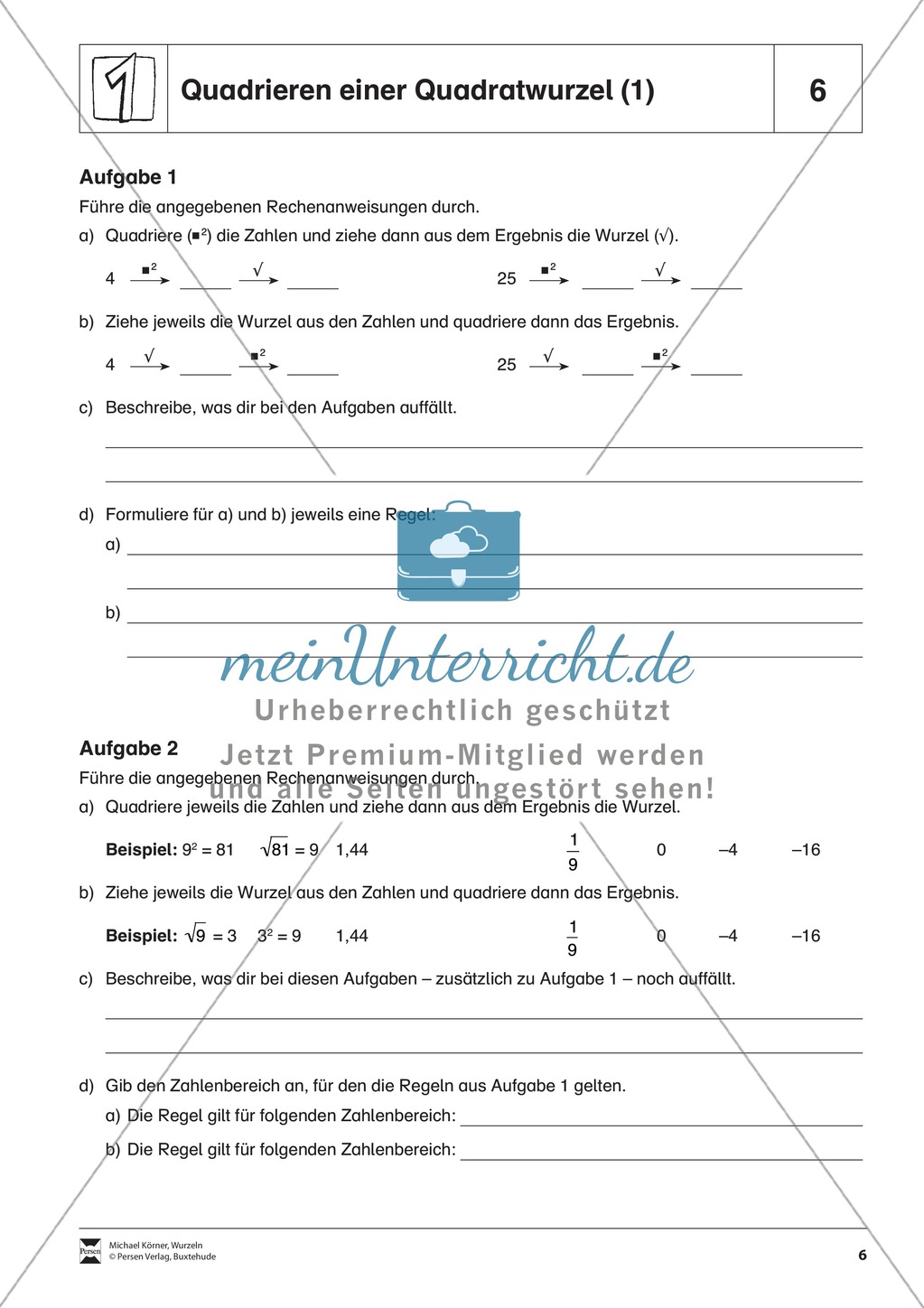Quadrieren einer Quadratwurzel Preview 1