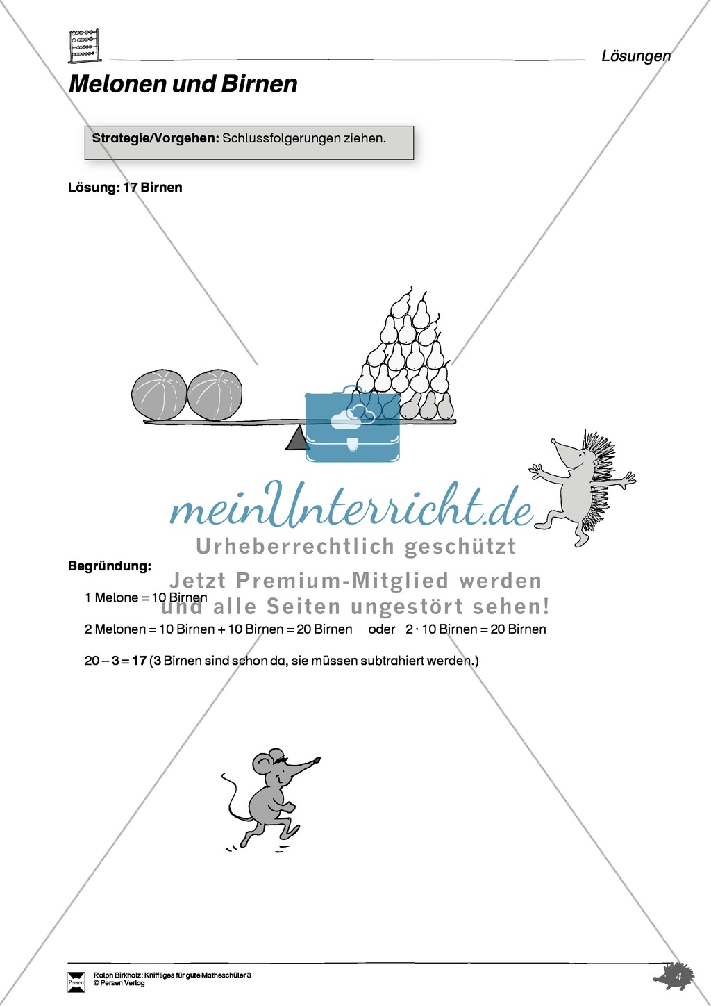 Melonen und Birnen: Knobelaufgaben für leistungsstarke SchülerInnen Preview 2