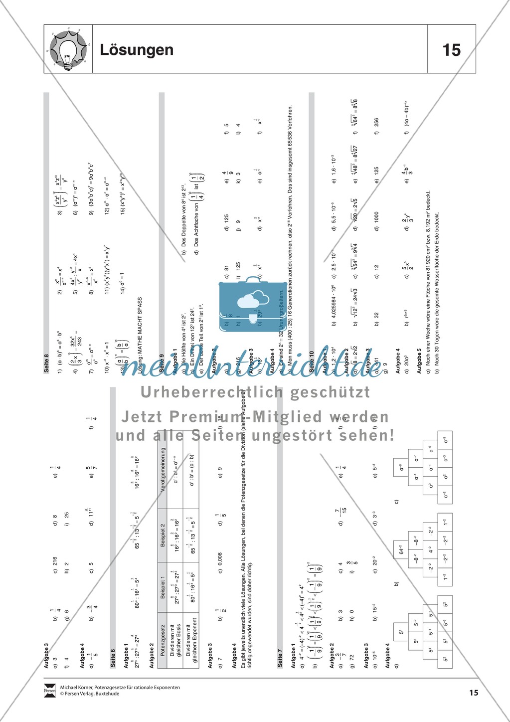 Aufgaben zum Wiederholen und Festigen der Potenzgesetze Preview 4