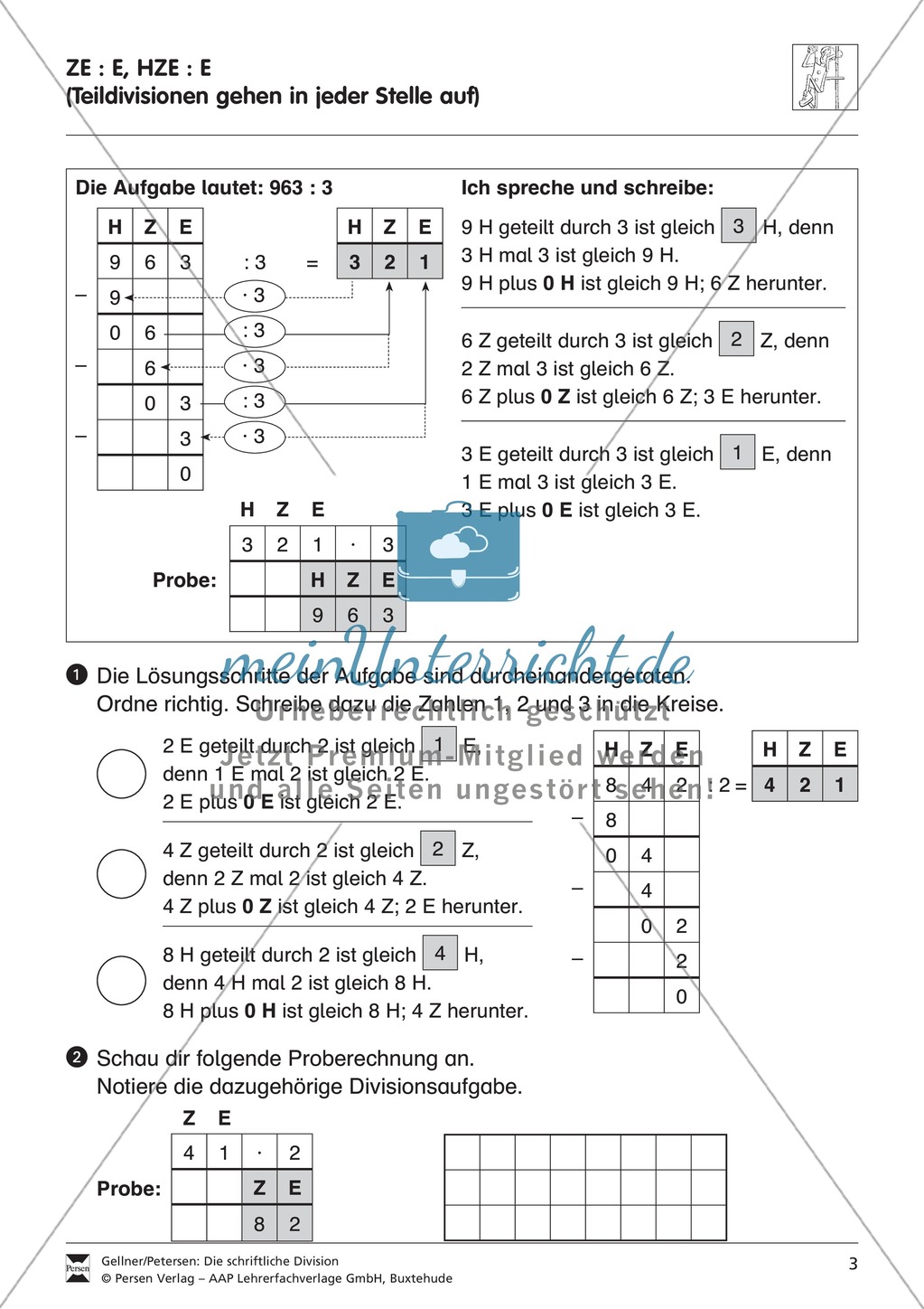 Schriftliche Division: Teildivisionen mit Stellenwerttafel Preview 1