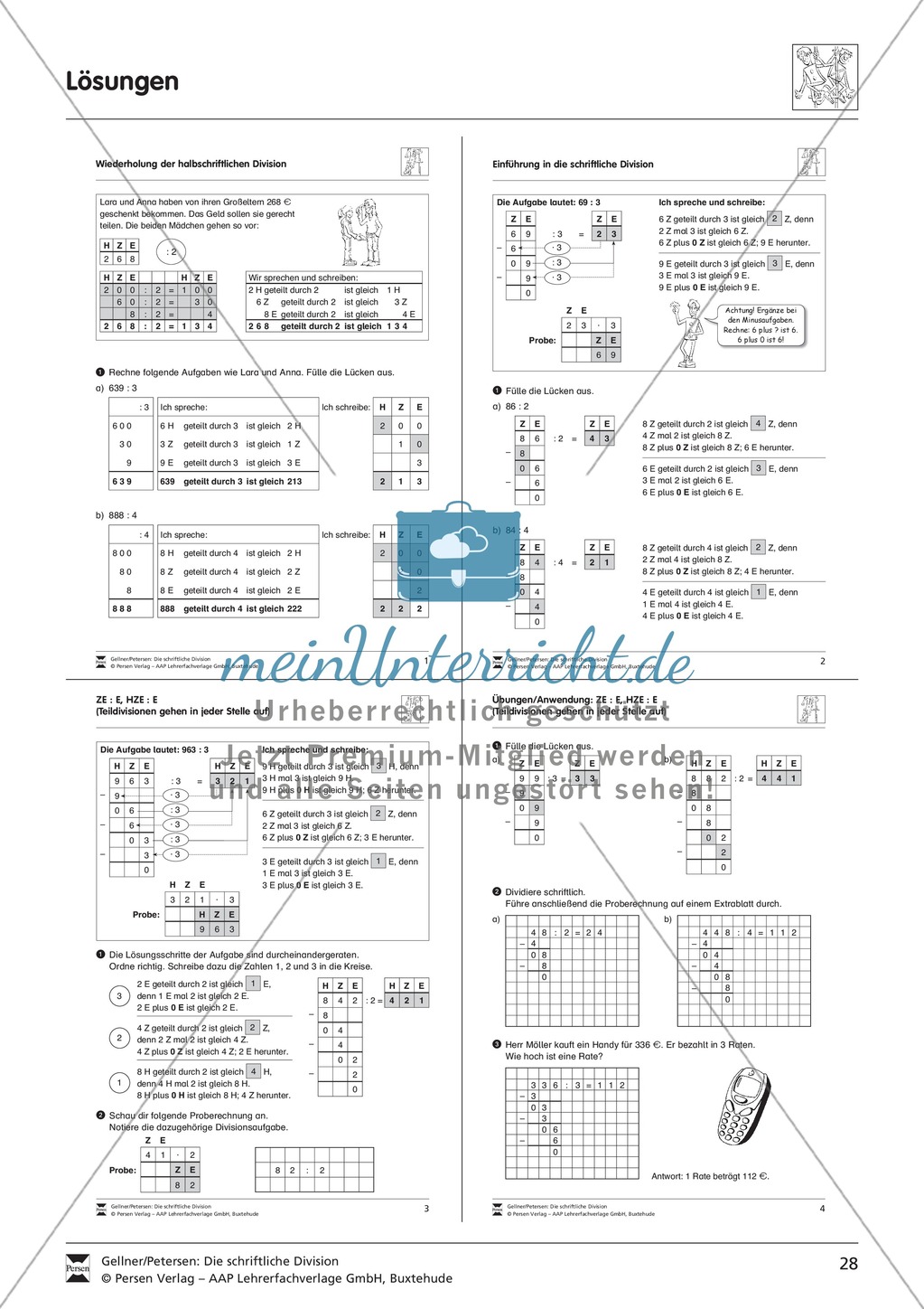 Schriftliche Division: Teildivisionen mit Stellenwerttafel Preview 3