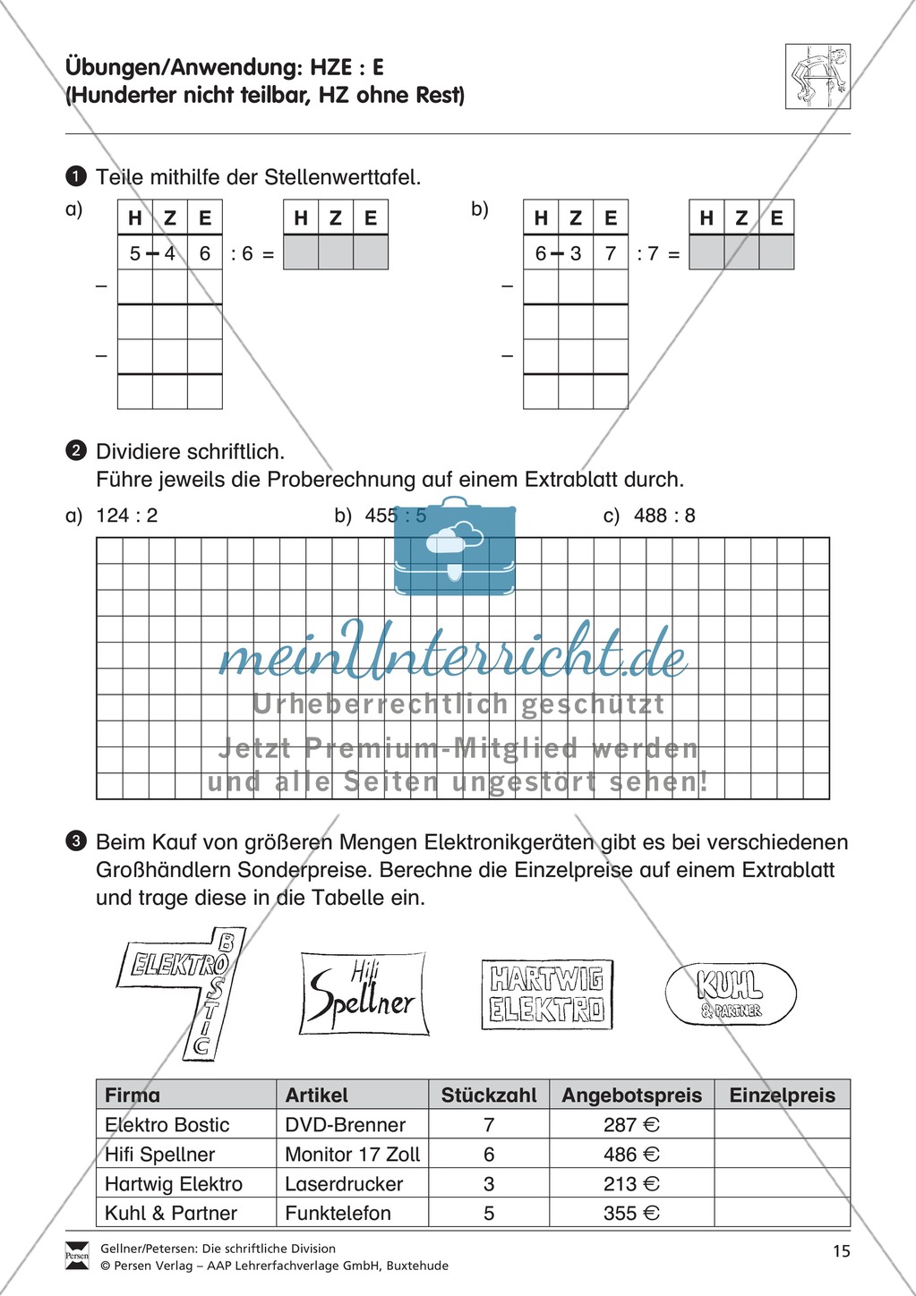 Schriftliche Division: Nichtteilbare Hunderter Preview 2