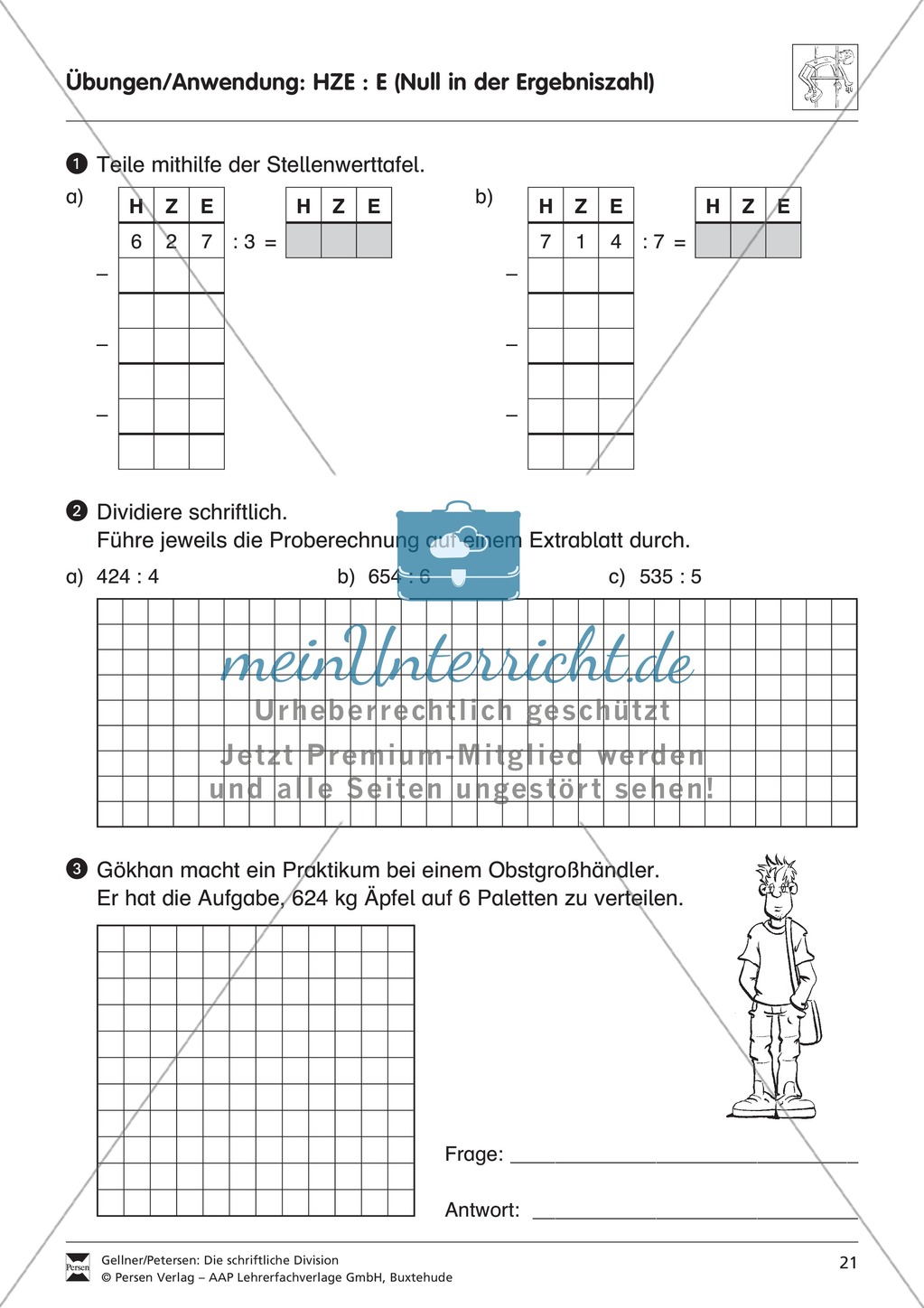 Schriftliche Division: Null in der Ergebniszahl Preview 2
