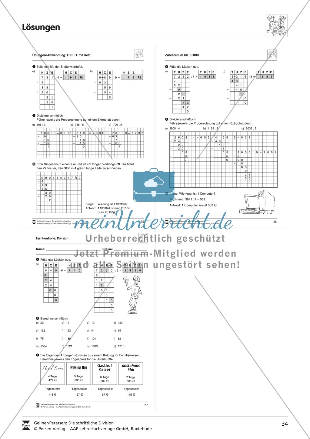 Schriftliche Division: Rechnen im Zahlenraum bis 10000 Preview 3