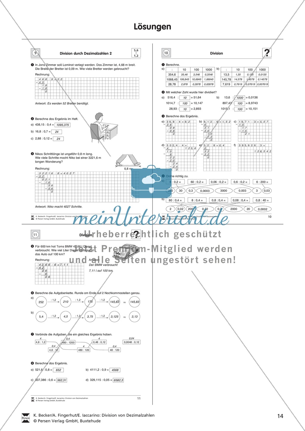 Aufgaben zur Division von Dezimalzahlen untereinander Preview 4