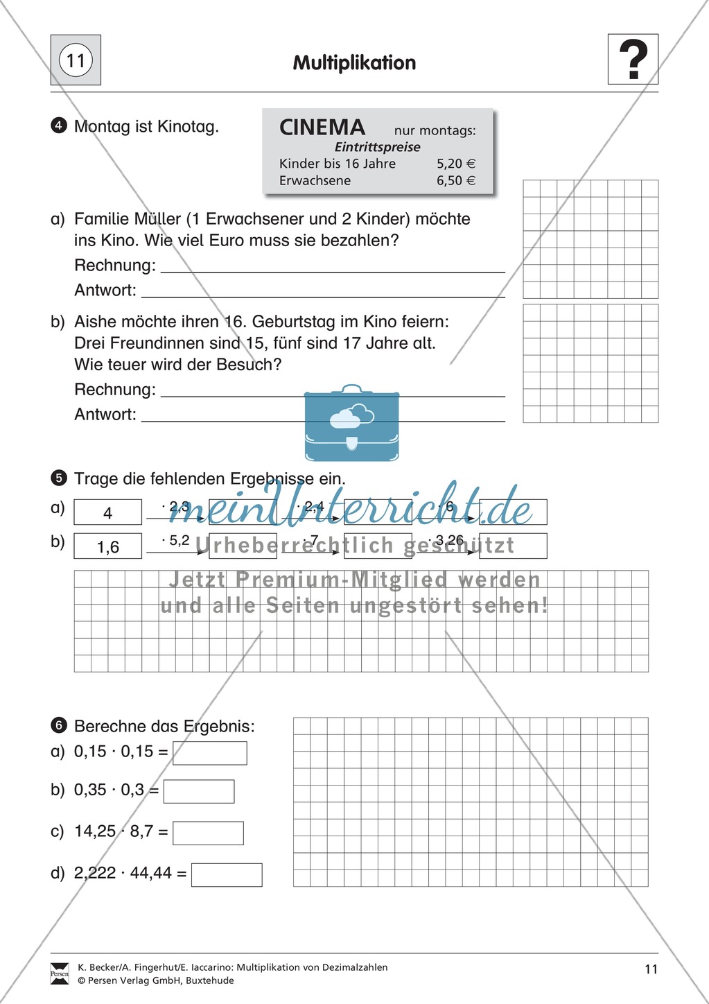 Vermischte Aufgaben zur Multiplikation von Dezimalzahlen Preview 2
