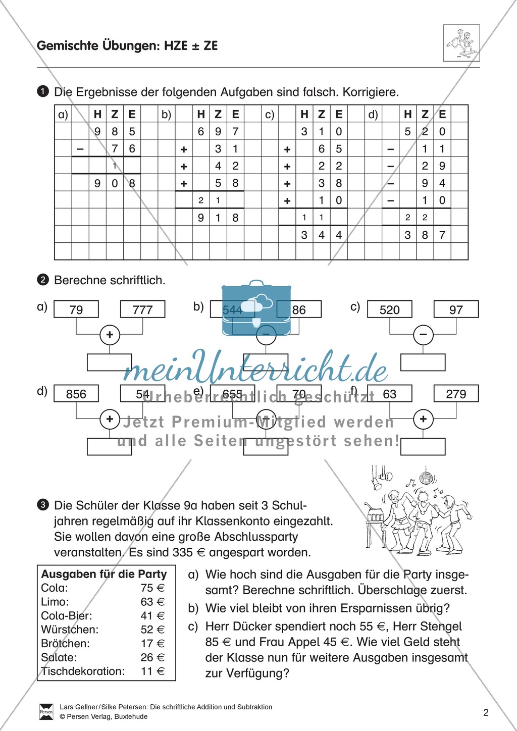 Gemischte Übungen zur schriftlichen Addition und Subtraktion Preview 2