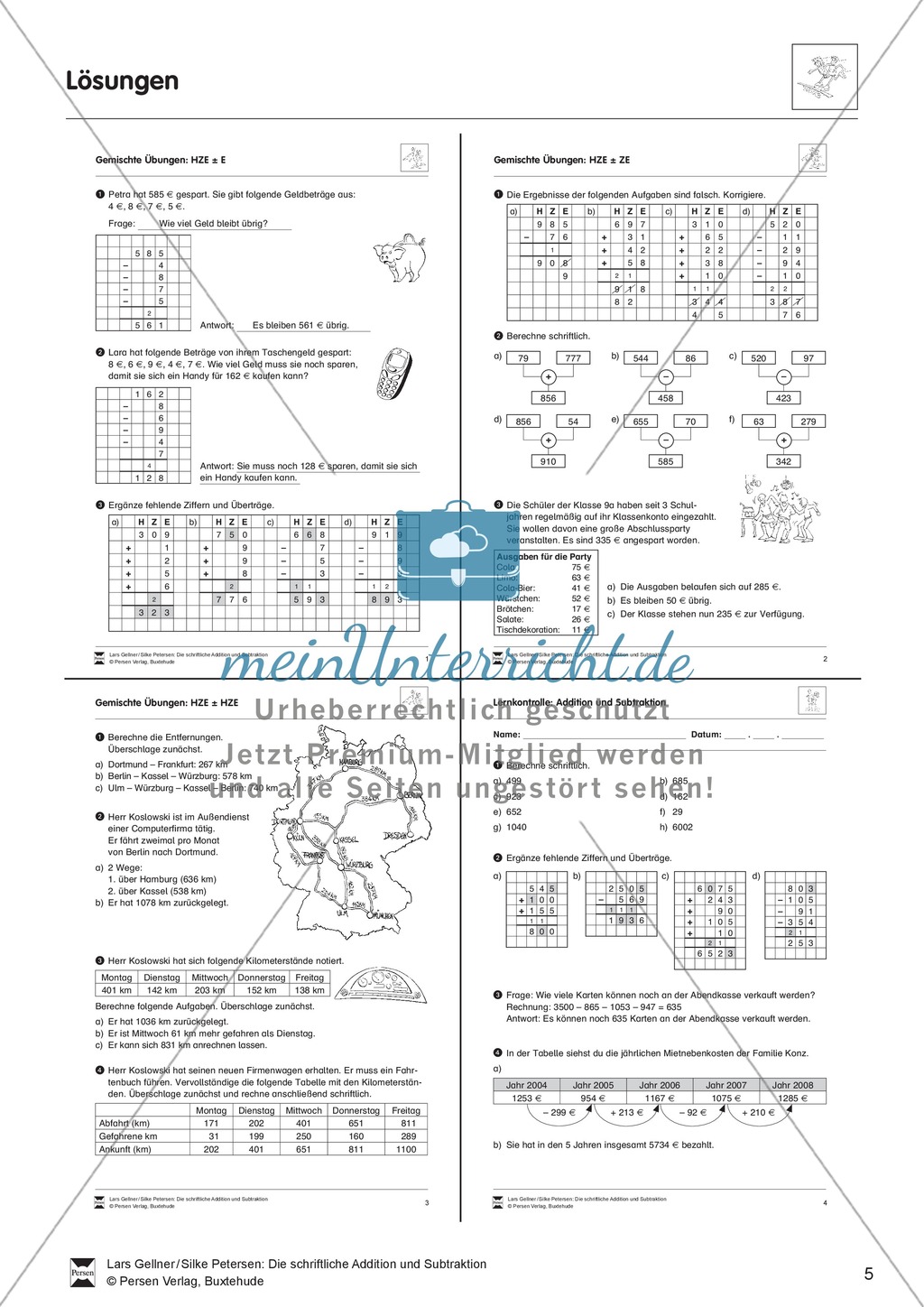 Gemischte Übungen zur schriftlichen Addition und Subtraktion Preview 5