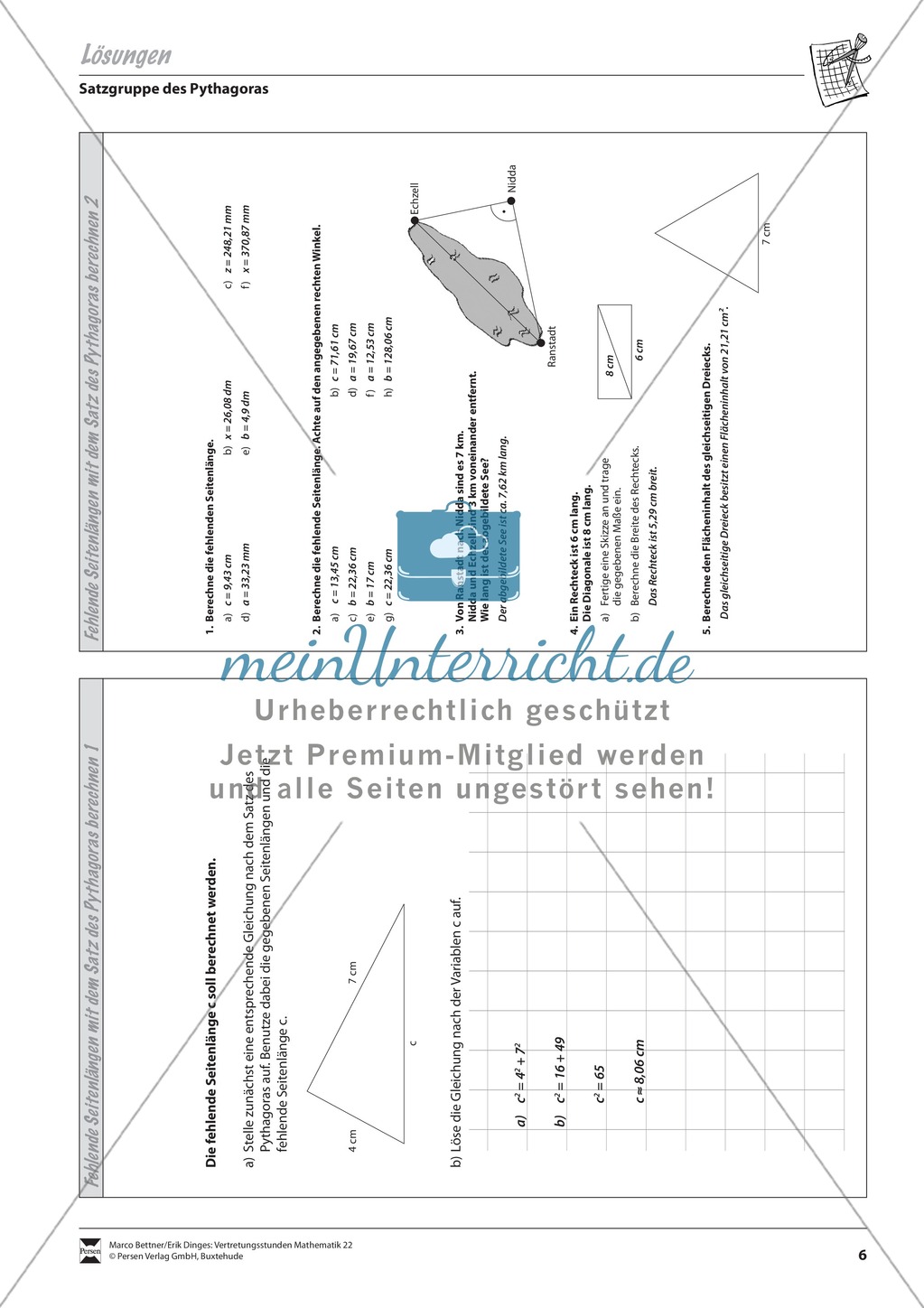 Dreieck: Berechnung einer fehlenden Seitenlänge mit Hilfe des Satzes von Pythagoras Preview 3