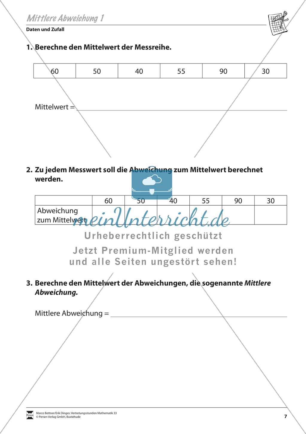 Daten und Zufall: Die mittlere Abweichung kennenlernen und berechnen Preview 1