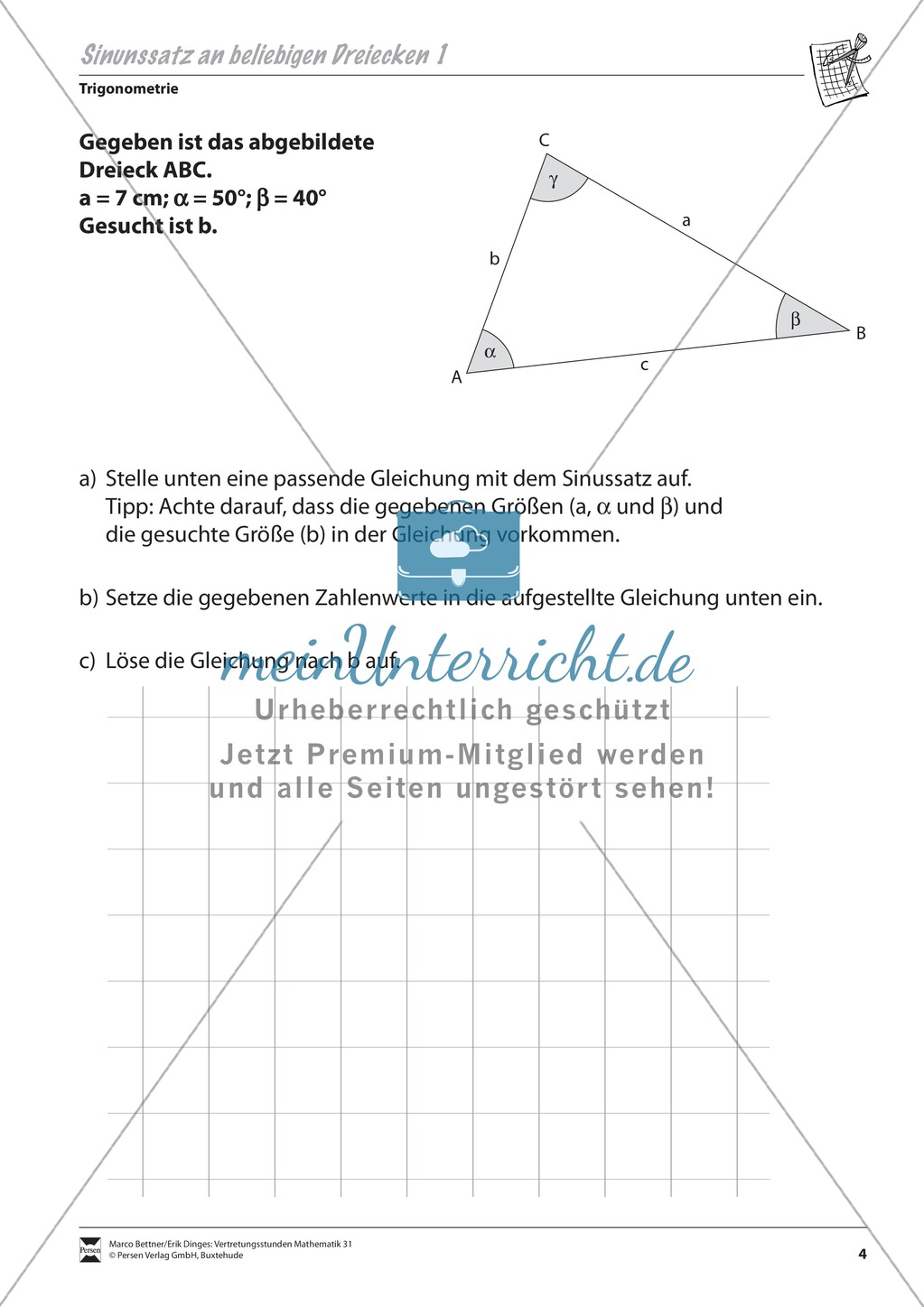 Trigonometrie: Sinussatz an beliebigen Dreiecken Preview 1
