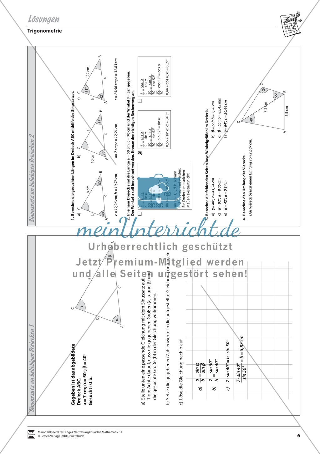 Trigonometrie: Sinussatz an beliebigen Dreiecken Preview 3