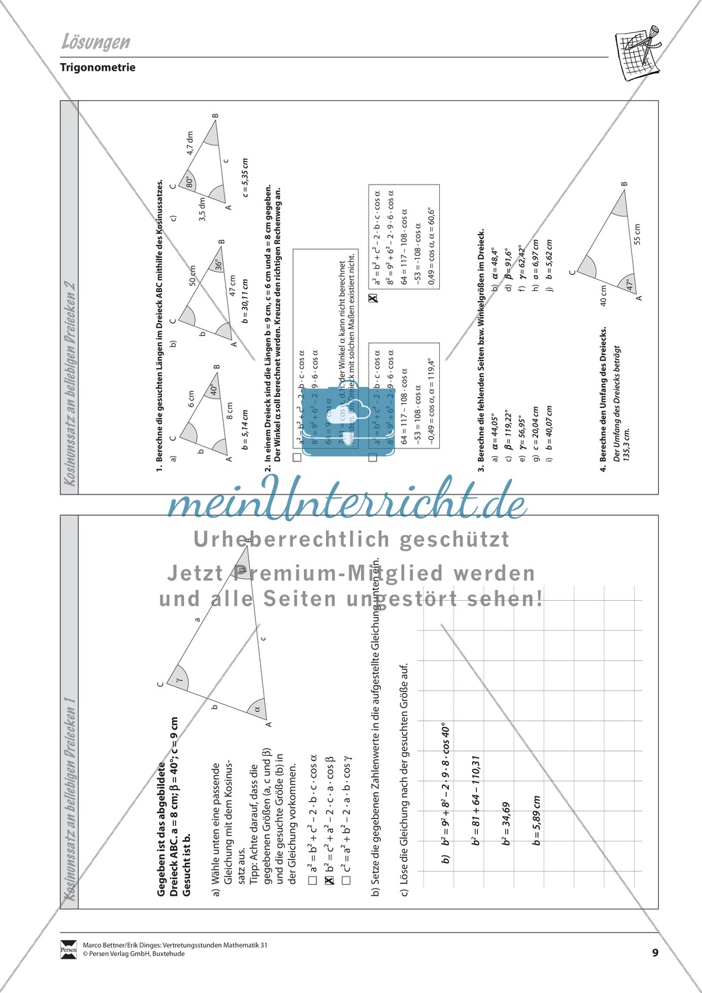 Trigonometrie: Kosinussatz an beliebigen Dreiecken Preview 3
