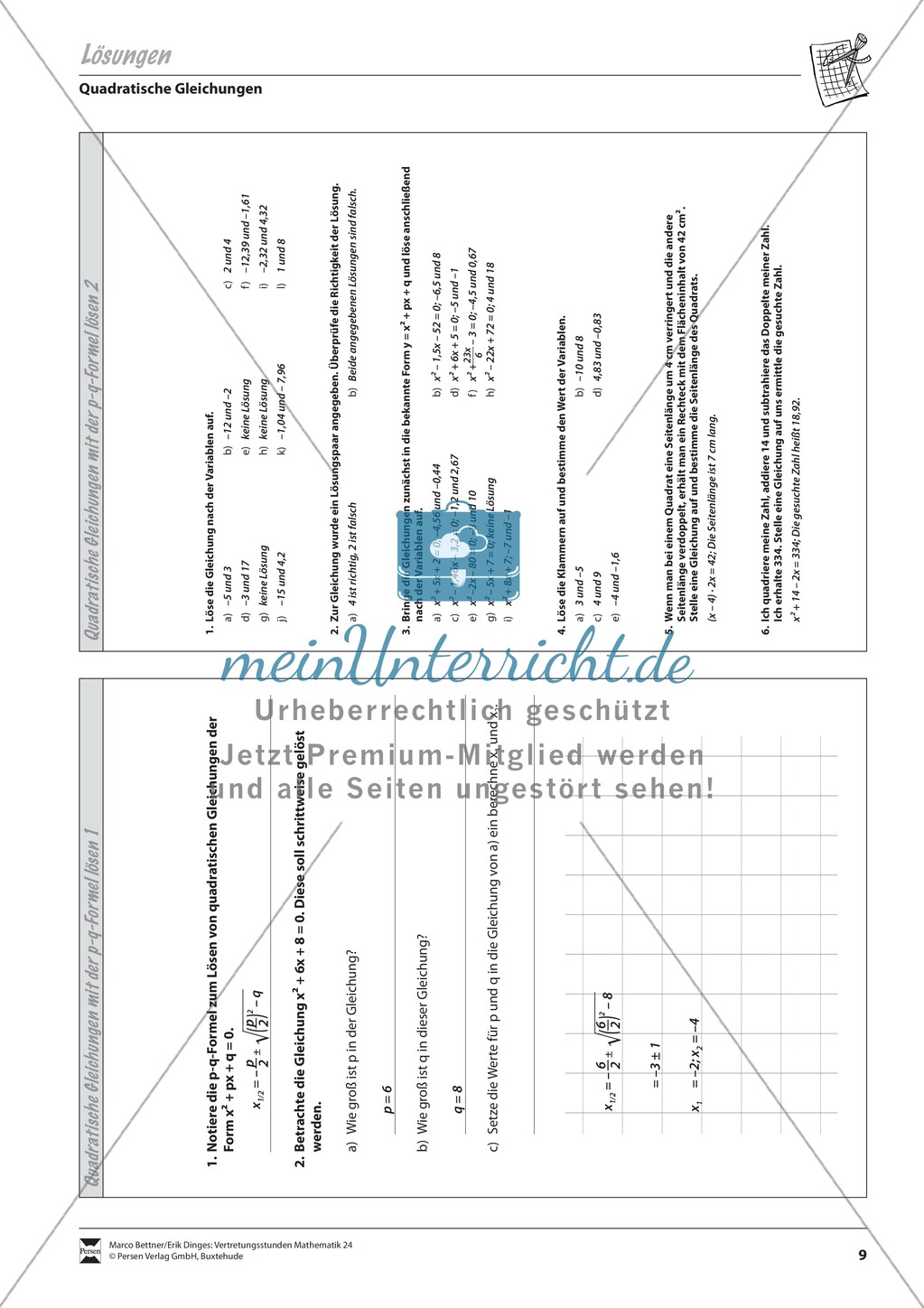 Quadratische Gleichungen mit Hilfe der p-q Formel lösen Preview 3
