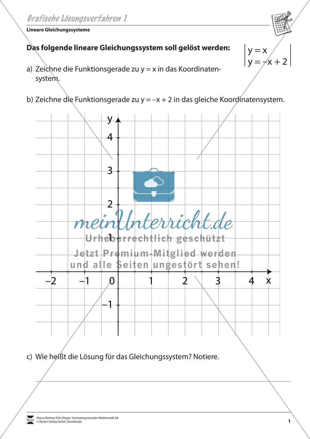 Graphische Lösungsverfahren für lineare Gleichungssysteme Preview 1