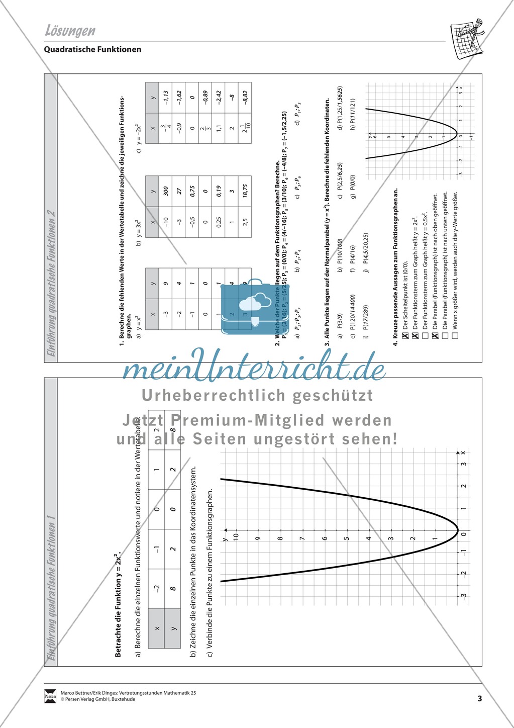 Aufgaben zur Einführung quadratischer Funktionen Preview 3