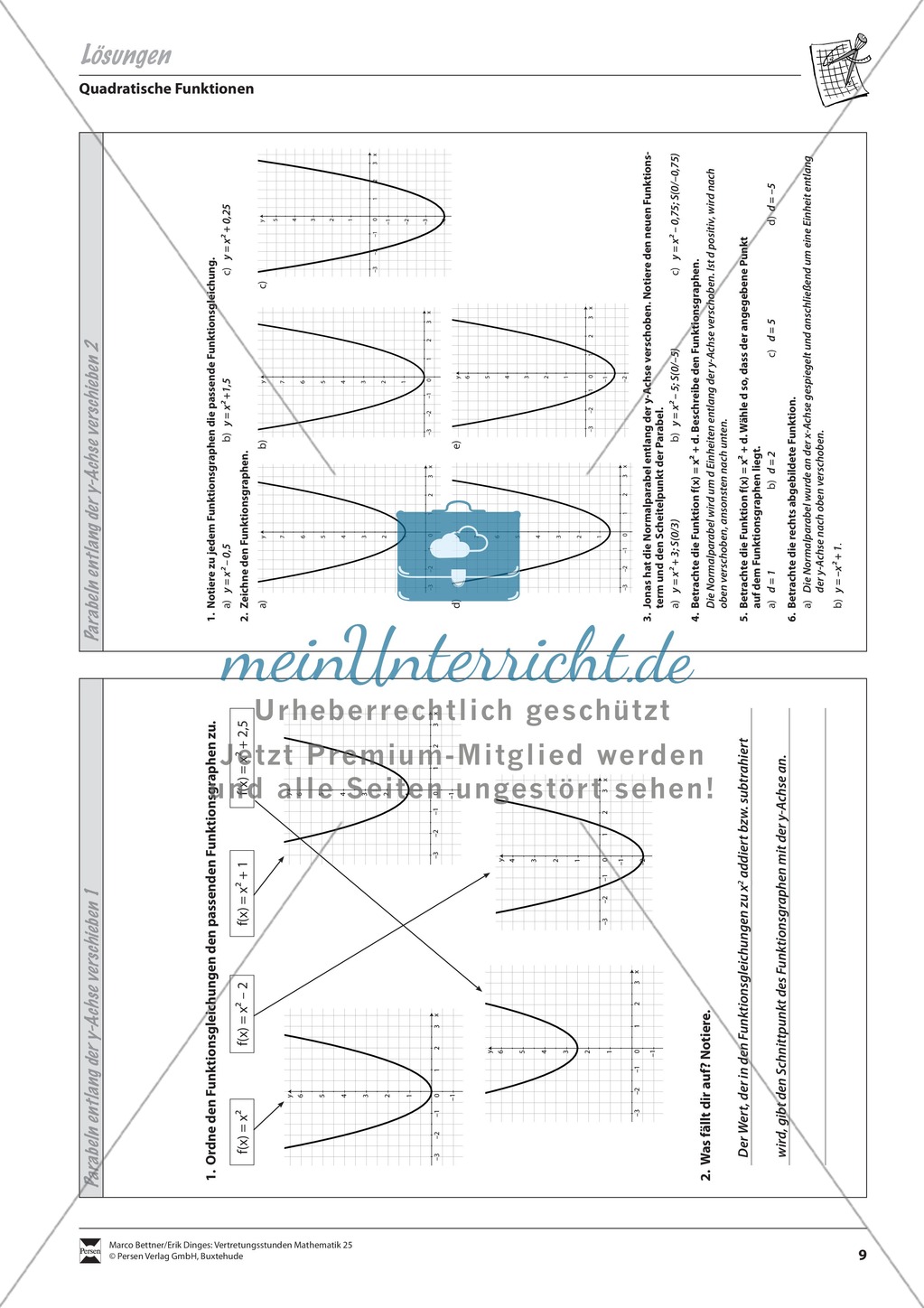 Quadratische Funktionen: Parabeln entlang der y-Achse verschieben Preview 3