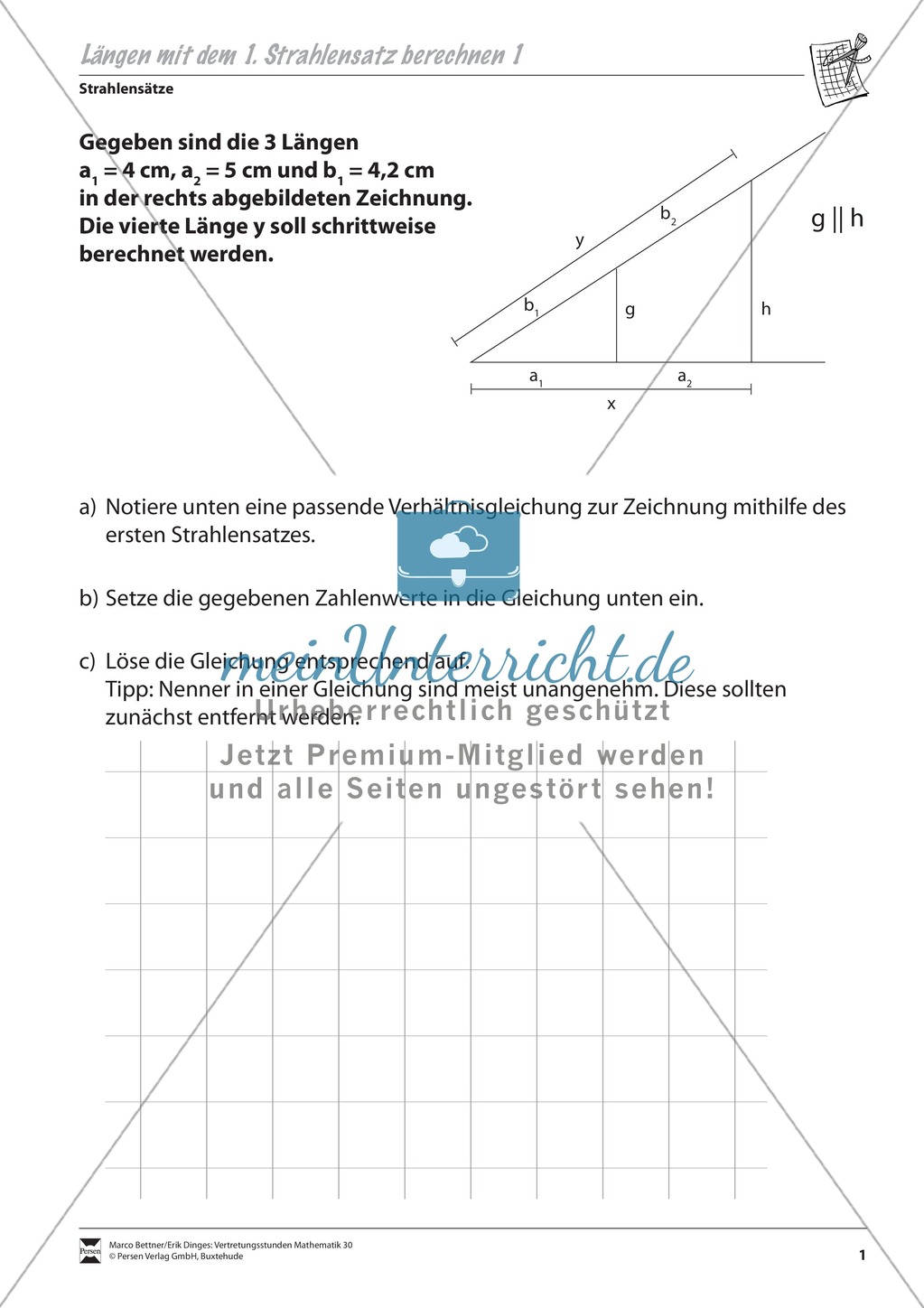 Strahlensätze: Längen mit dem ersten Strahlensatz berechnen Preview 1