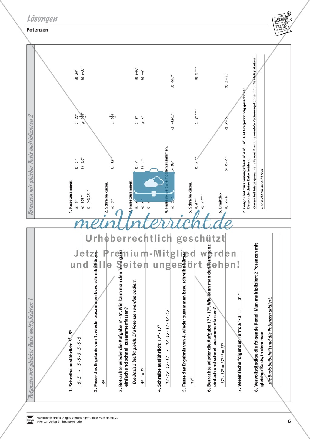 Potenzrechnung: Potenzen mit gleicher Basis multiplizieren Preview 3