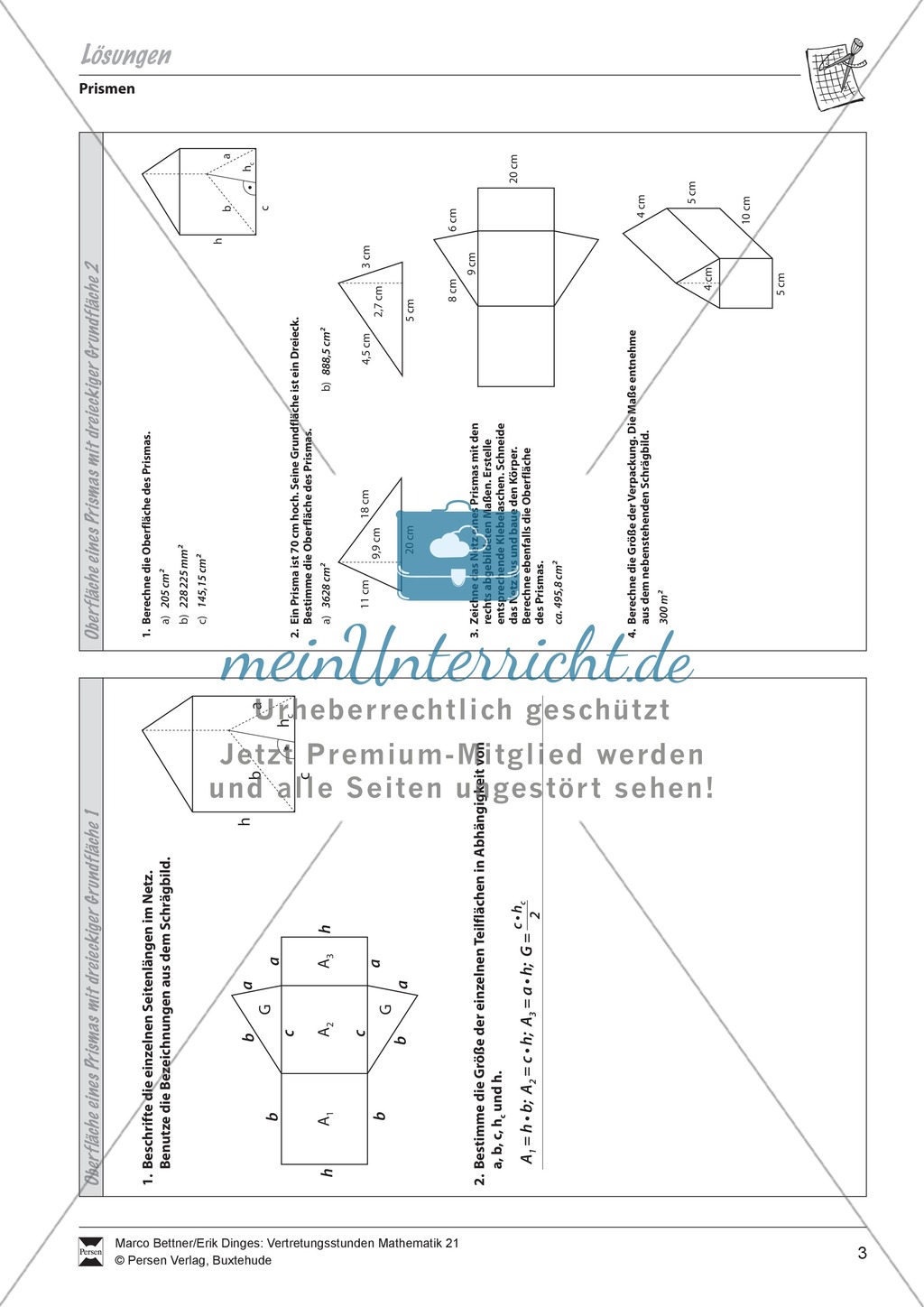 Oberfläche eines Prismas mit dreieckiger Grundfläche beschriften und bestimmen Preview 3