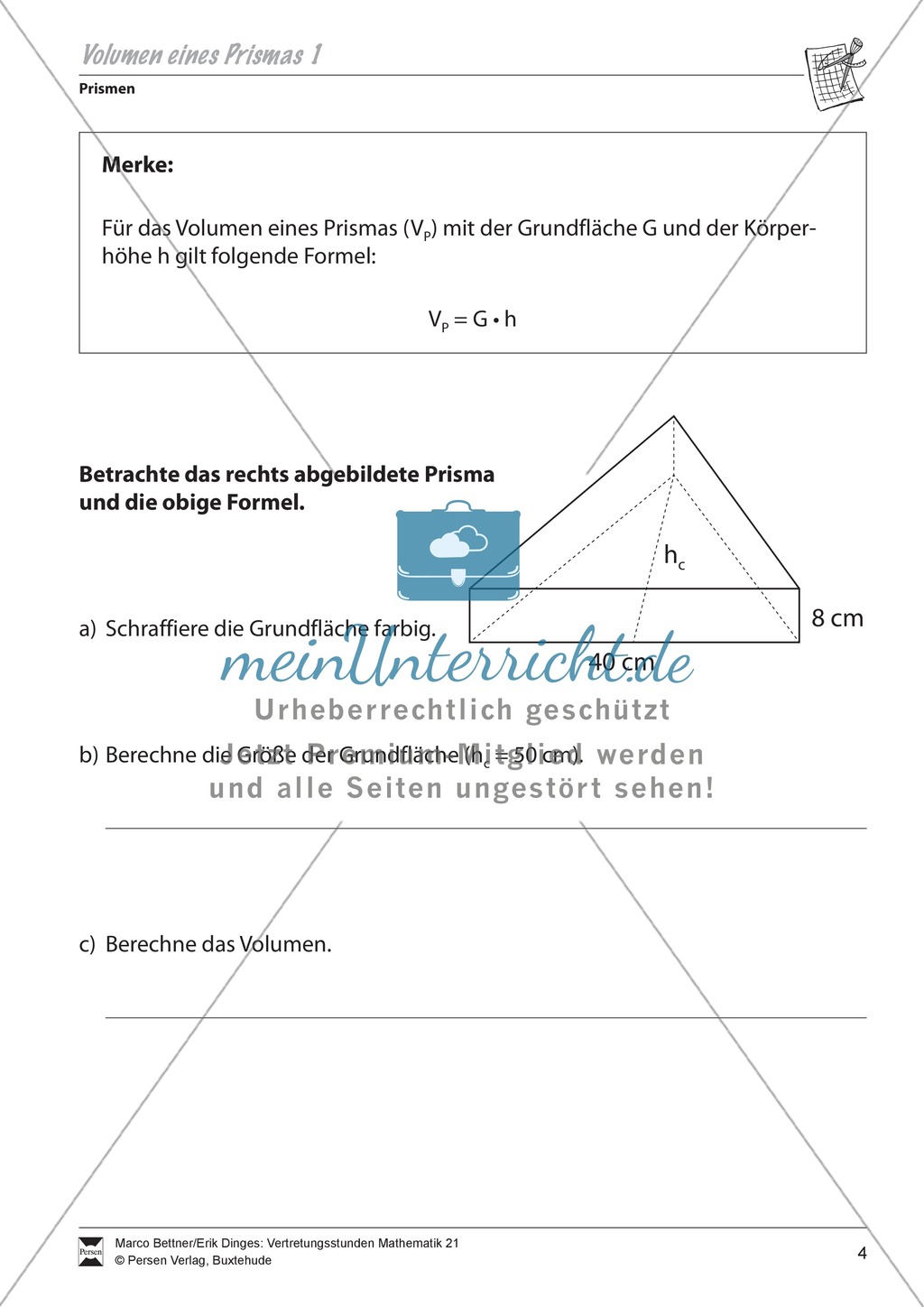 Volumen eines Prismas bestimmen Preview 1