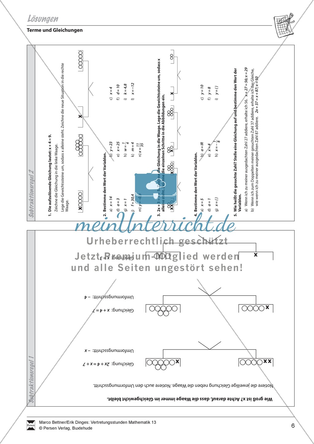 Übung und Festigung der Subtraktionsregel zur Termumformung Preview 3