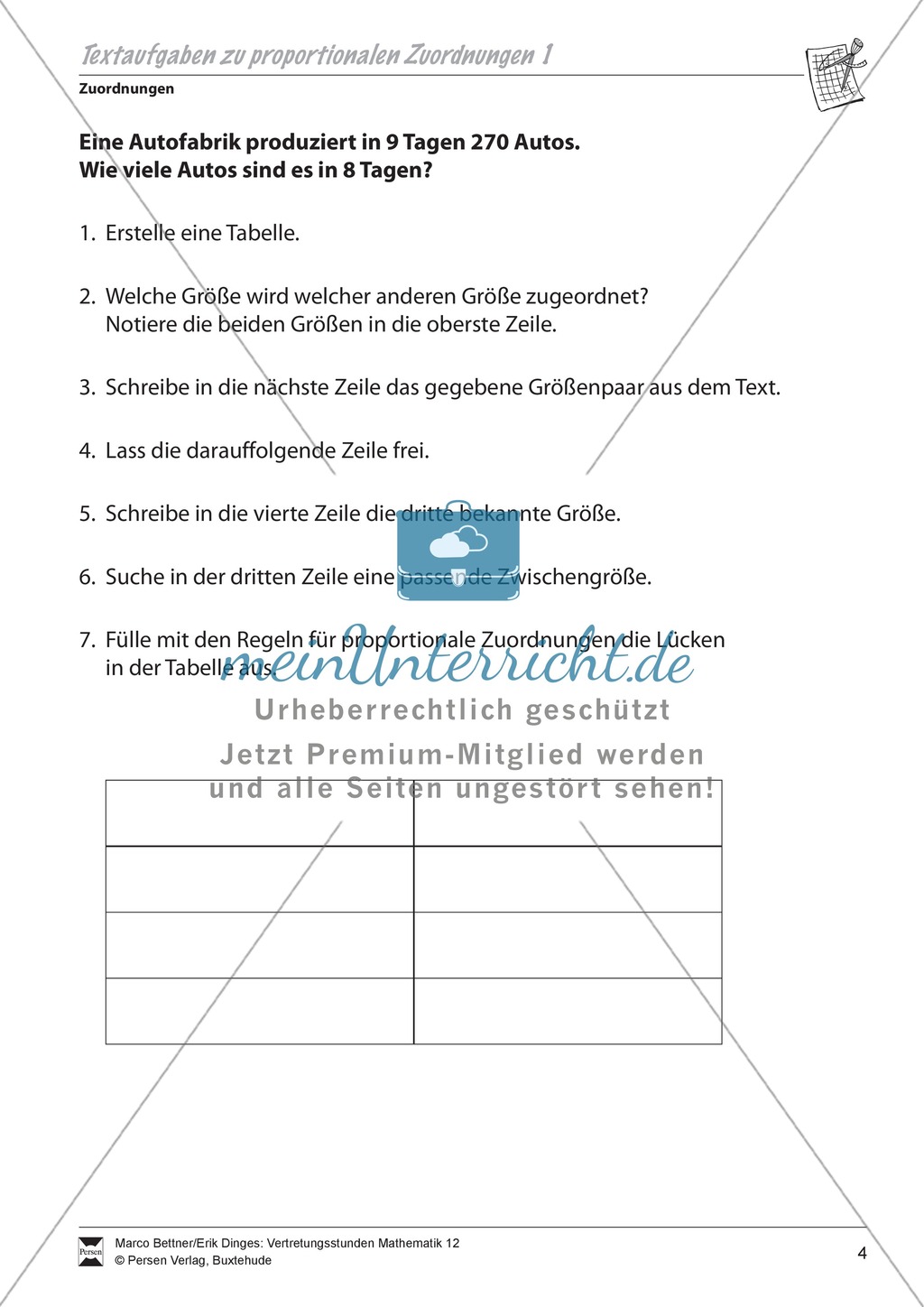 Zuordnungen: Textaufgaben zur proportionalen Zuordnungen Preview 1