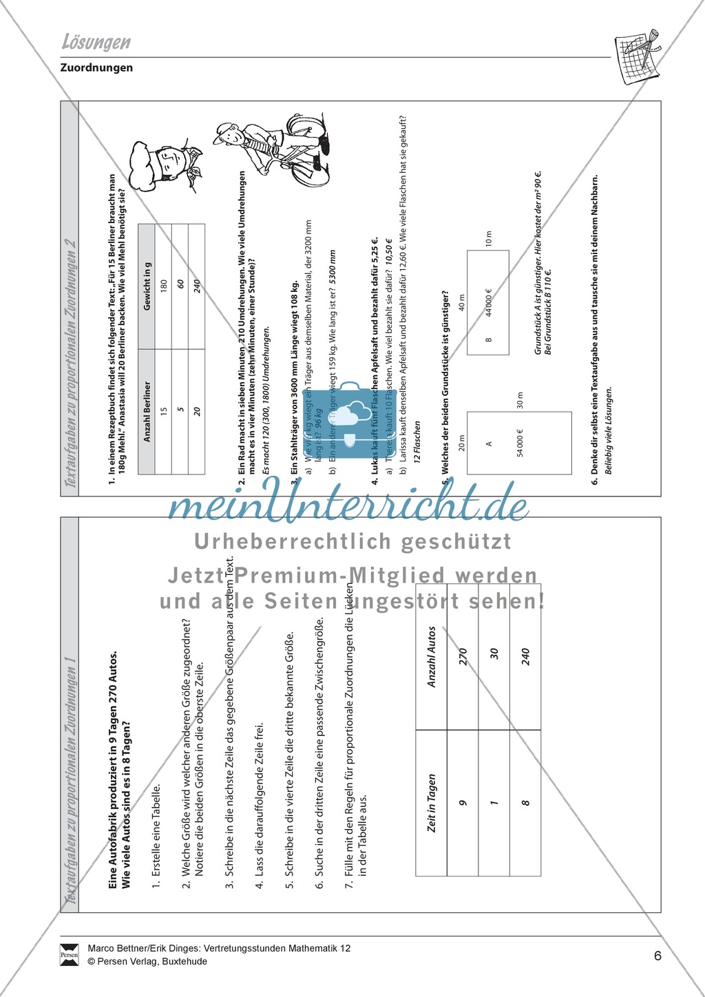 Zuordnungen: Textaufgaben zur proportionalen Zuordnungen Preview 3