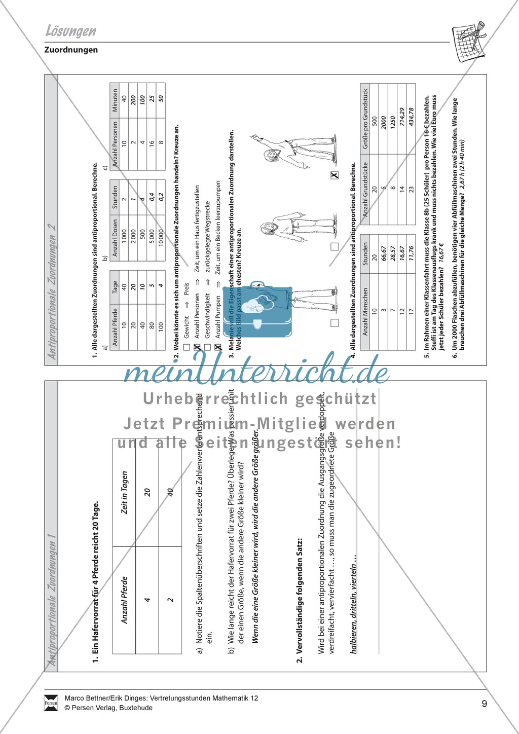 Zuordnungen: Aufgaben zu antiproportionalen Zuordnungen Preview 3