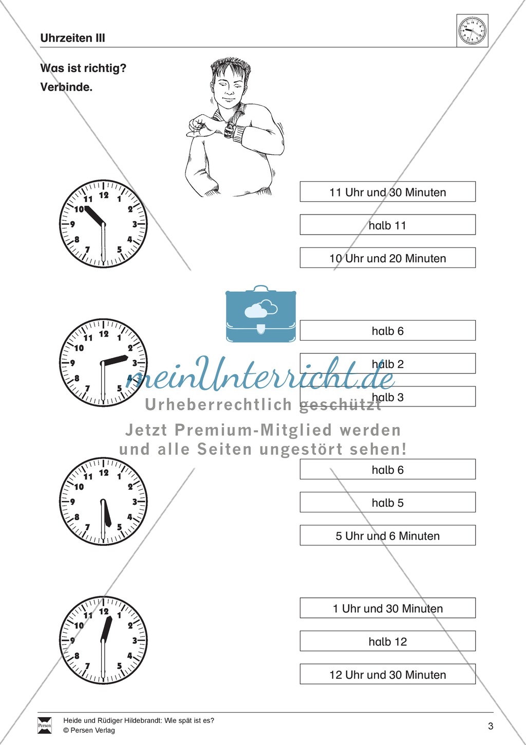 Uhrzeiten: Übungen zur vollen und halben Stunde Preview 3
