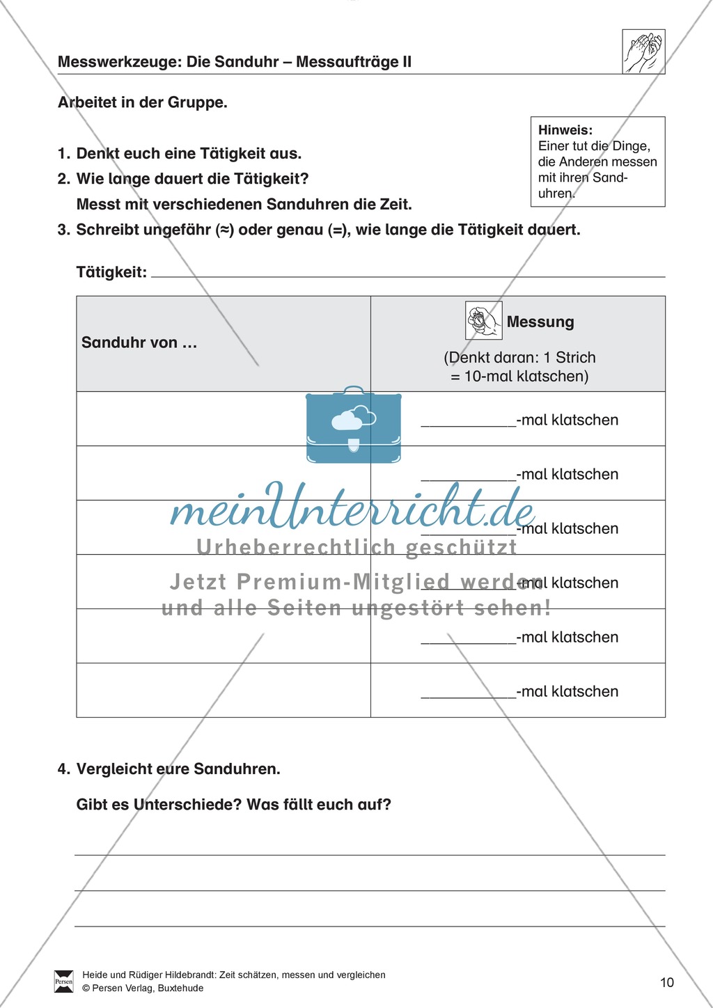 Handlungsorientierung: Bastelanleitung für eine Sanduhr und Messaufträge Preview 4