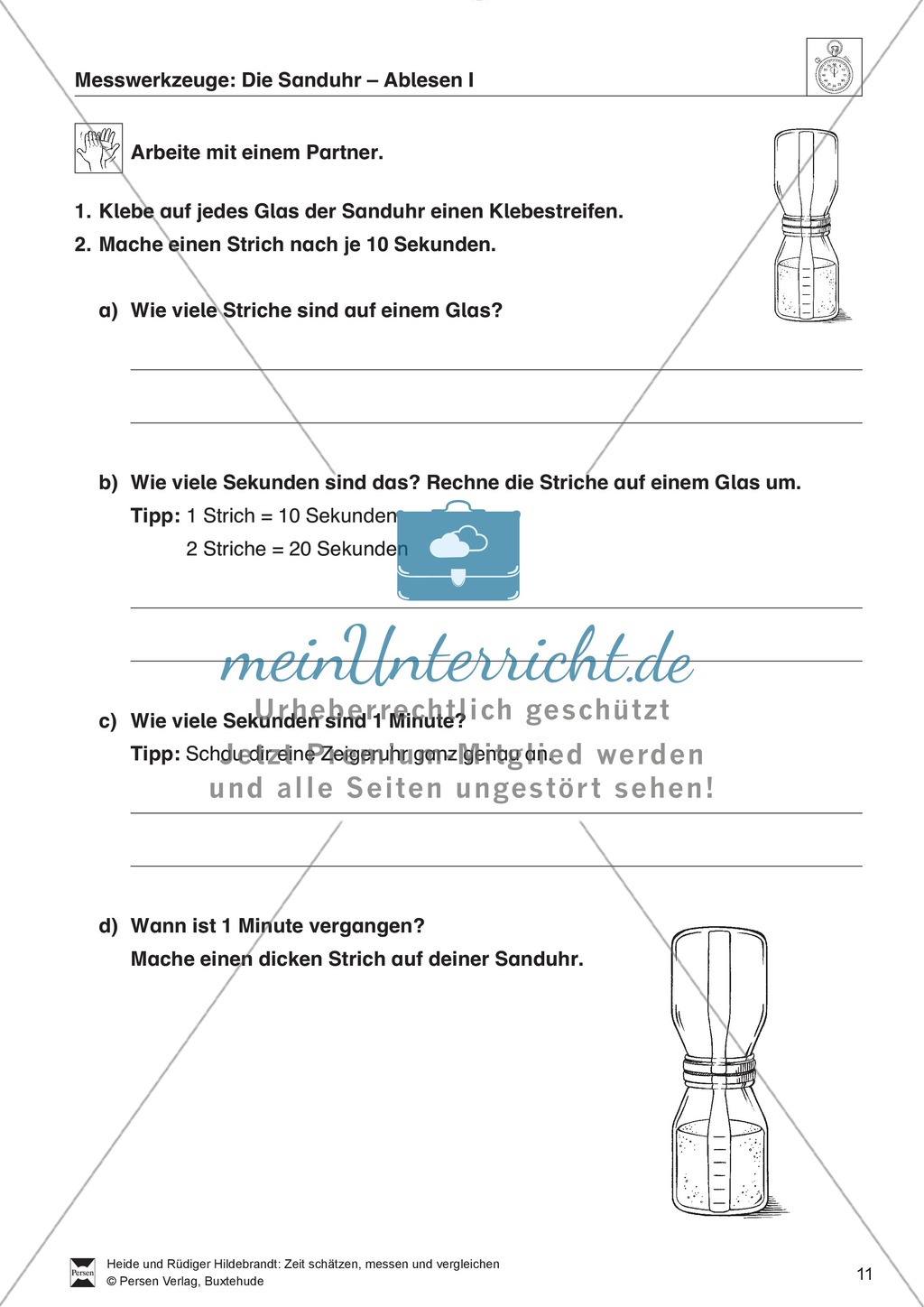 Handlungsorientierung: Bastelanleitung für eine Sanduhr und Messaufträge Preview 5