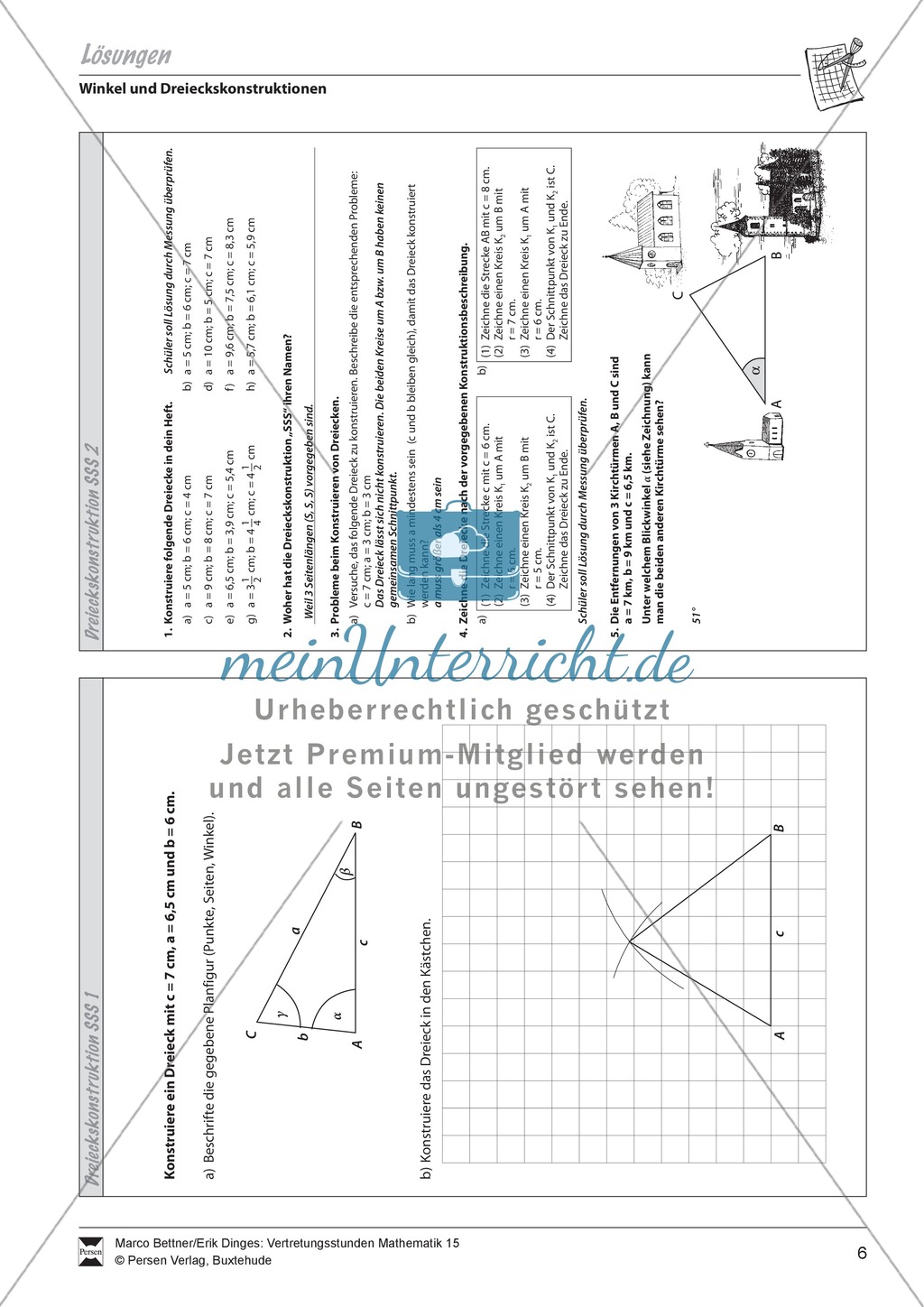 Konstruktionsangaben zu verschiedenen Dreiecken mit Seitenangaben Preview 3