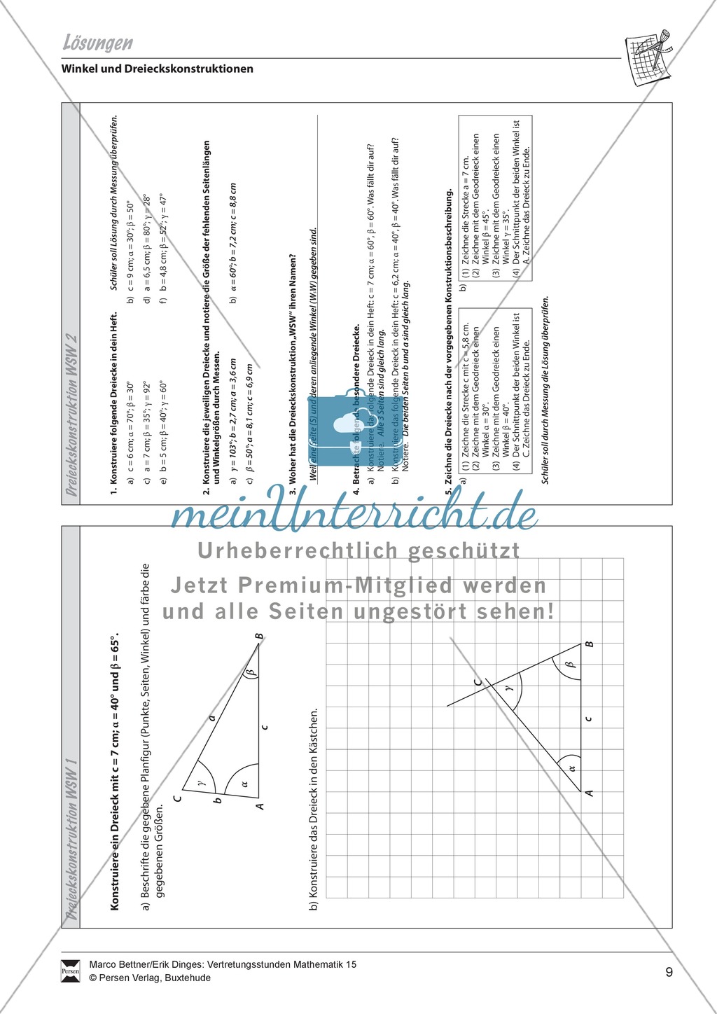 Dreieckskonstruktion unter Angabe von Winkel-Seite-Winkel Preview 3