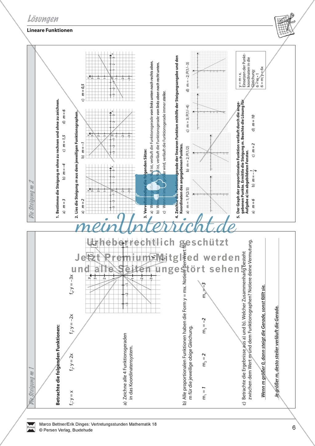 Lineare Funktionen: Übungen zur Steigung m Preview 3