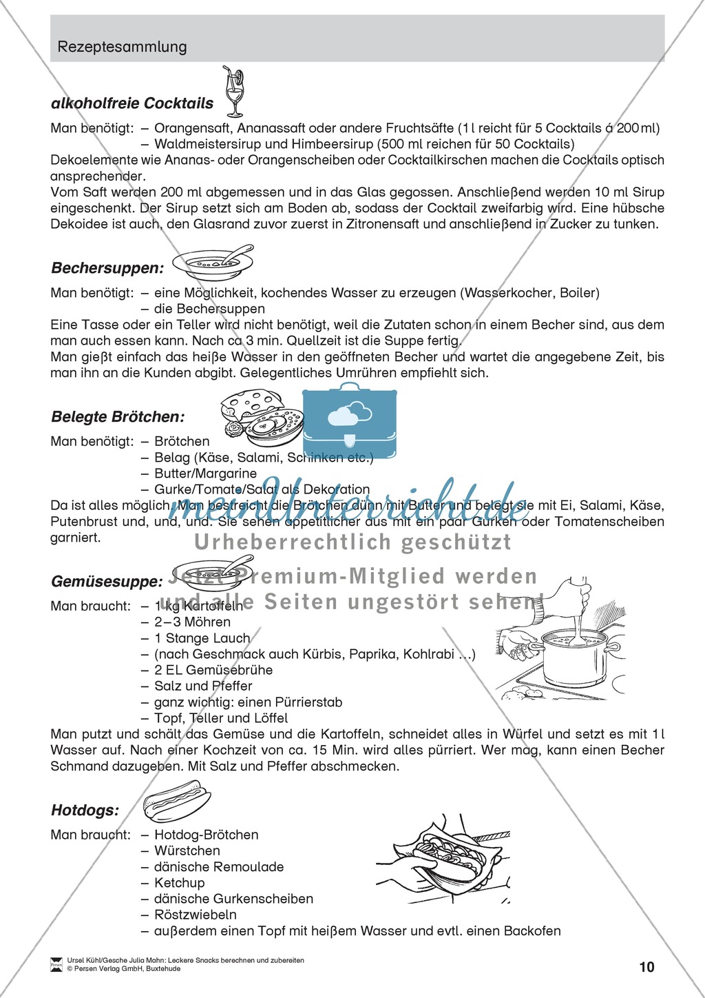 Projekt zum Sachrechnen: Käse- und Wurstspieße herstellen und Inhaltsstoffe und Preise berechnen Preview 10