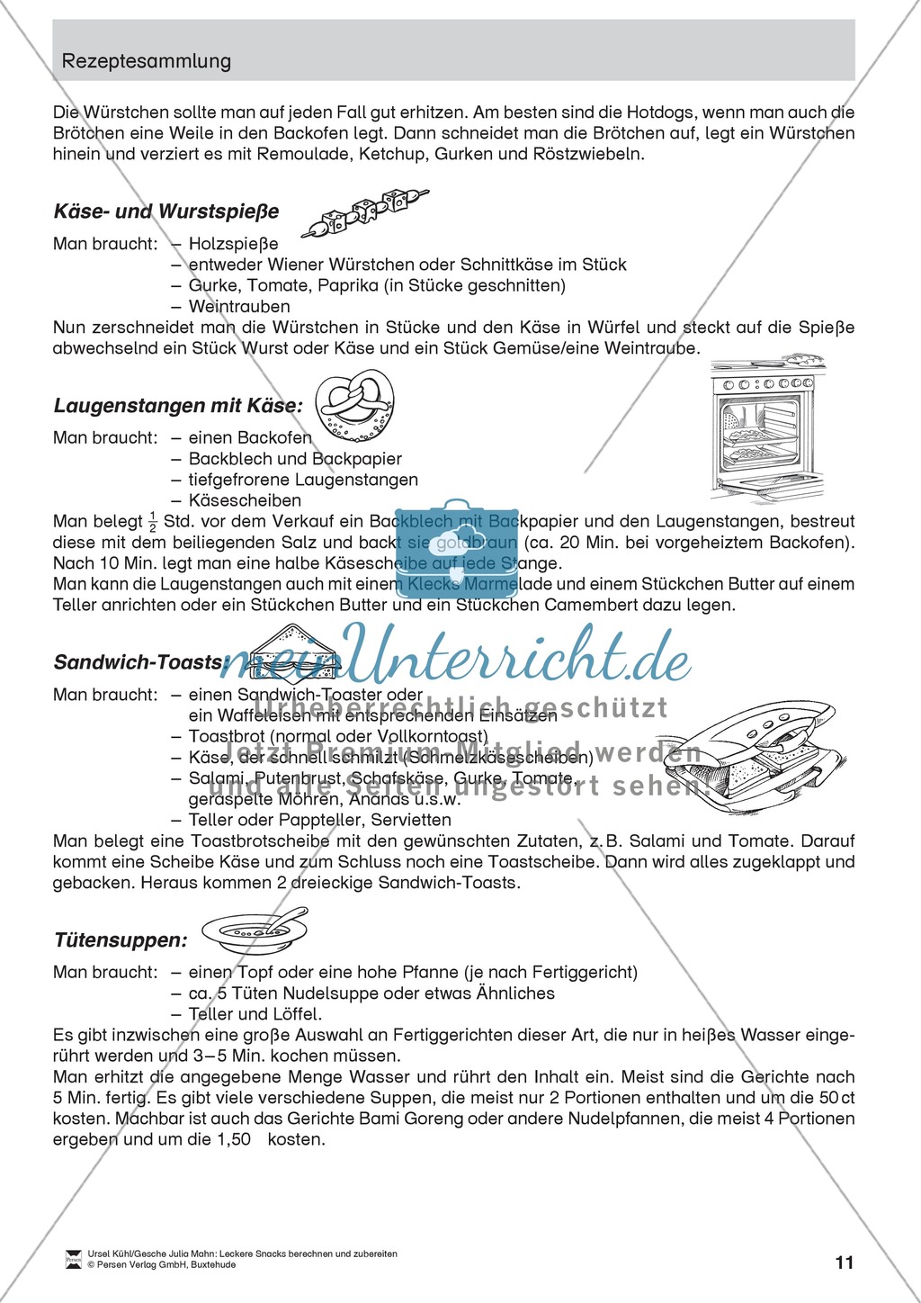 Projekt zum Sachrechnen: Käse- und Wurstspieße herstellen und Inhaltsstoffe und Preise berechnen Preview 11