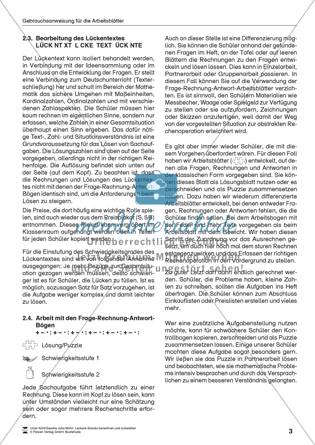 Projekt zum Sachrechnen: Käse- und Wurstspieße herstellen und Inhaltsstoffe und Preise berechnen Preview 3