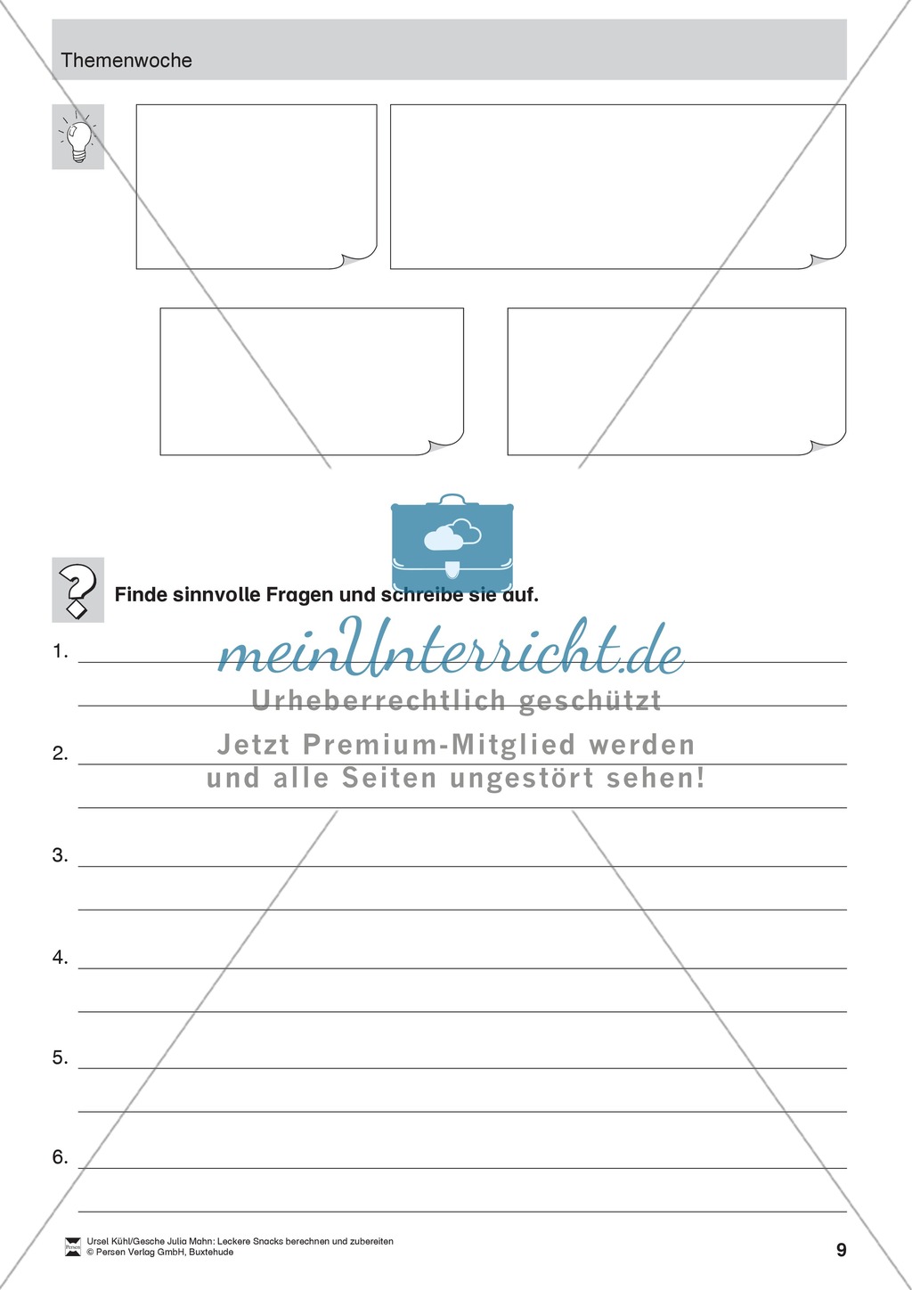 Projekt zum Sachrechnen: Käse- und Wurstspieße herstellen und Inhaltsstoffe und Preise berechnen Preview 9
