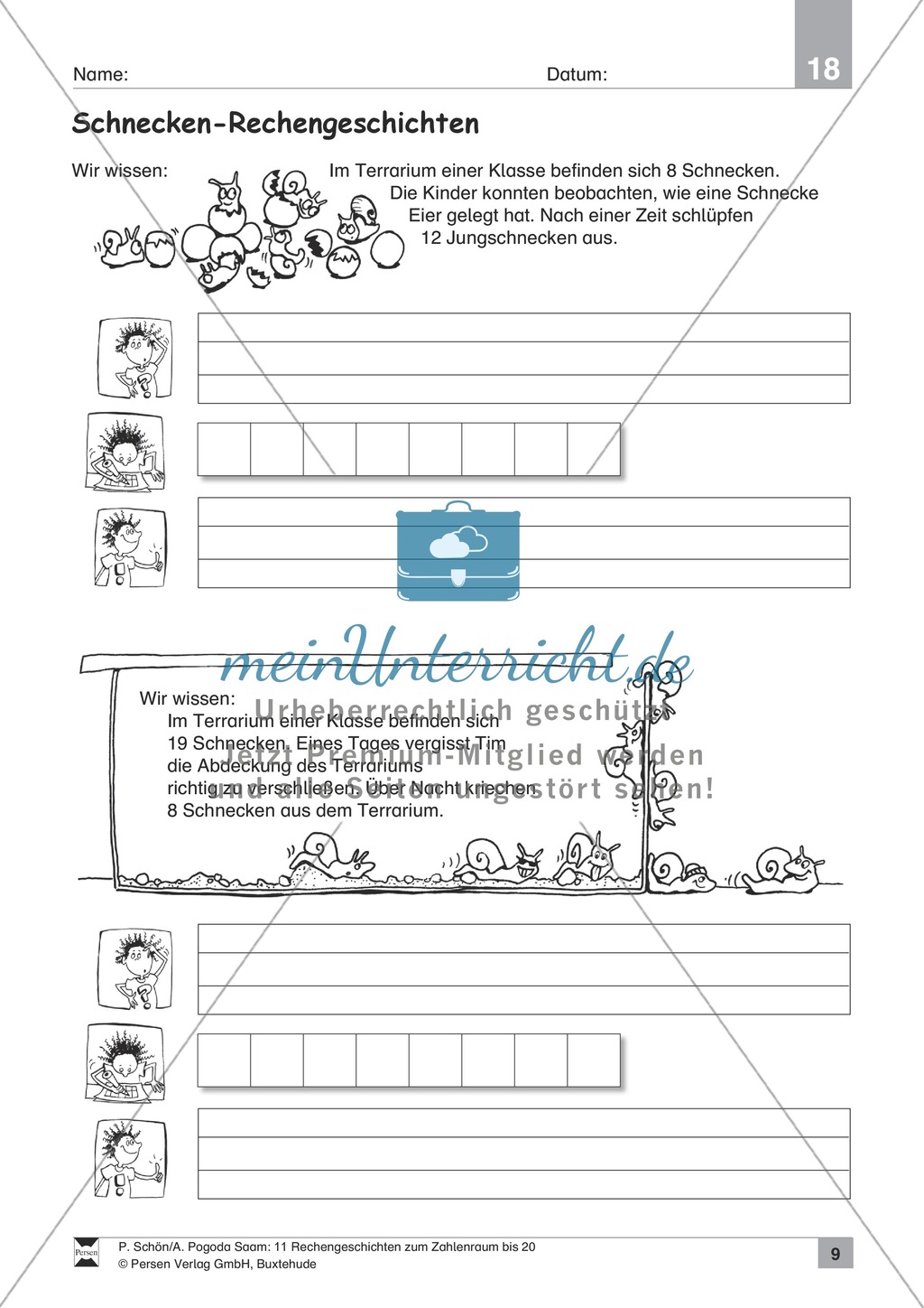 Sachrechnen und Textaufgaben: Rechengeschichten zur Subtraktion im Zahlenraum bis 20 Preview 9