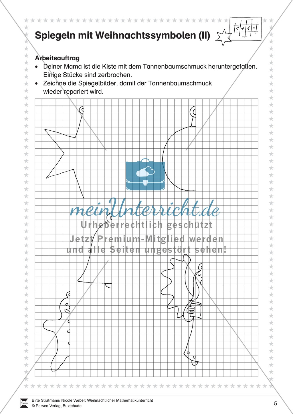 Lernwerkstatt Weihnachten: Symmetrische Eigenschaften von Weihnachtssymbolen entdecken Preview 2